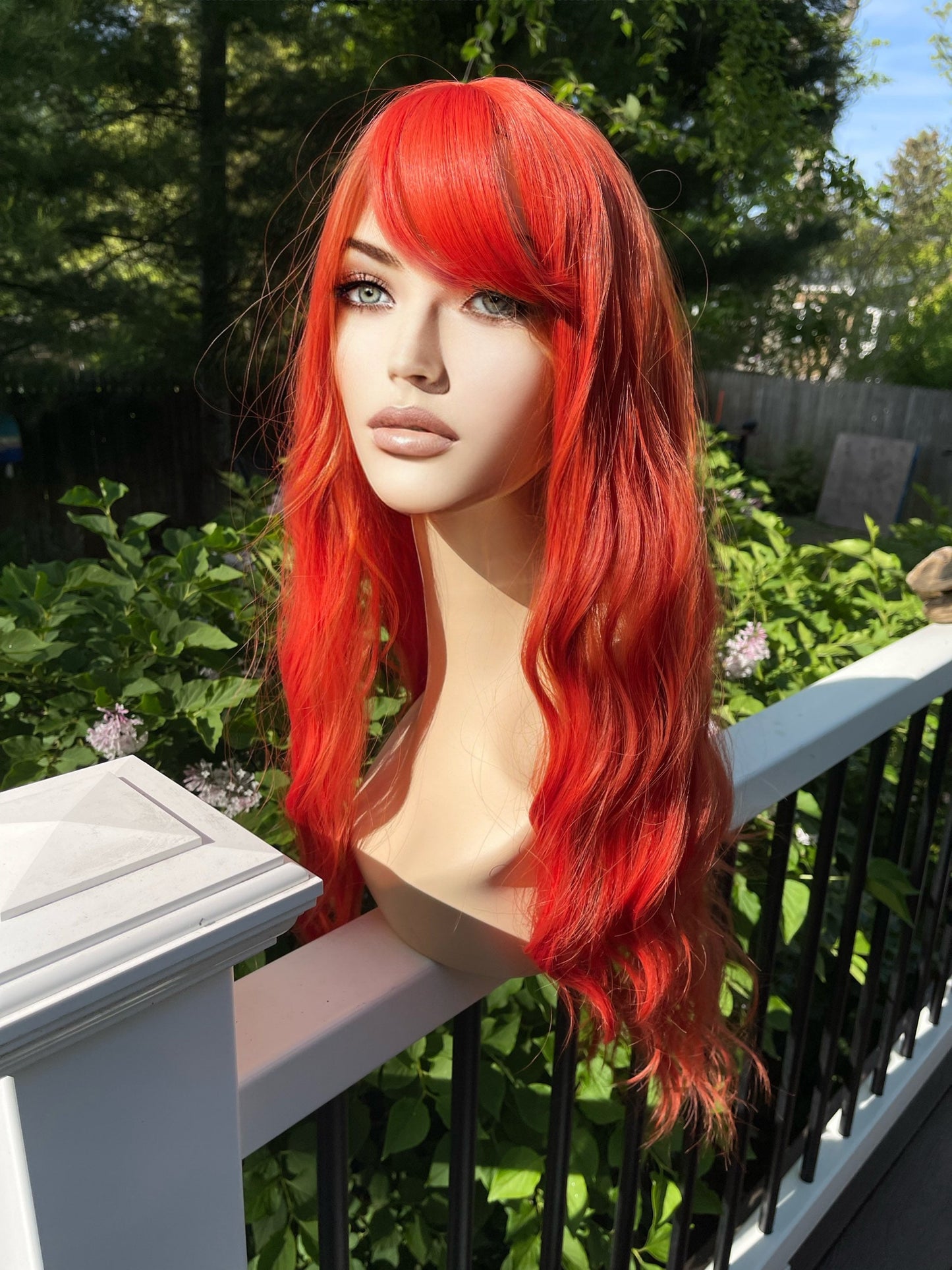 Daphne from Scooby Doo Costume Orange Wig Bright Wig Red Wig Bright Auburn Wig Bangs Drag Wig Chemotherapy Alopecia Burlesque Wig Showgirl