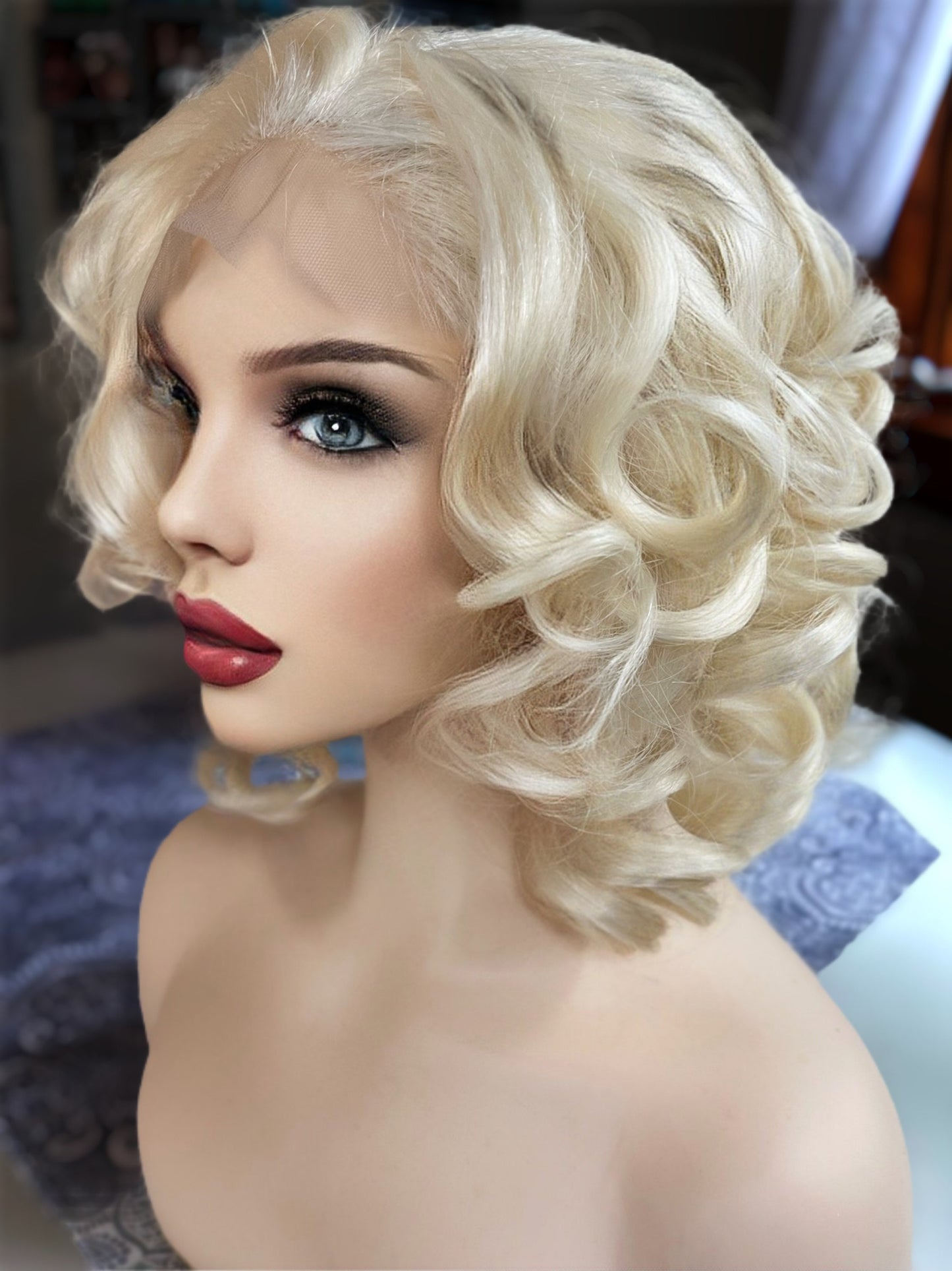 Marilyn Monroe Wig Sabrina Spellman Madonna Wig Short Cut Wig Curly Pale Blonde Bob Medical Wig Fashion Wig Light Wig Blonde Halloween