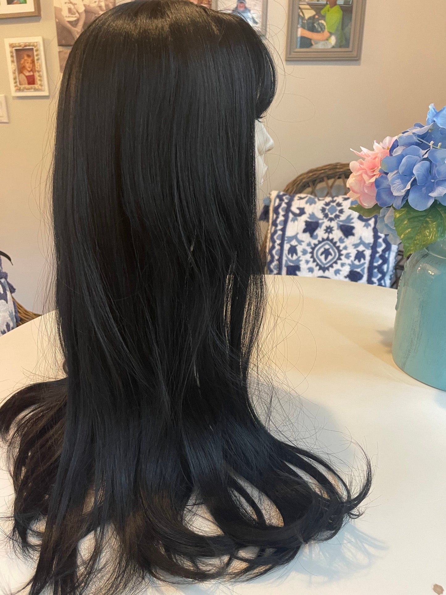 Cher Extra Long Black Wig Wavy Wig with Bangs Wig Long Wig Curly Wig