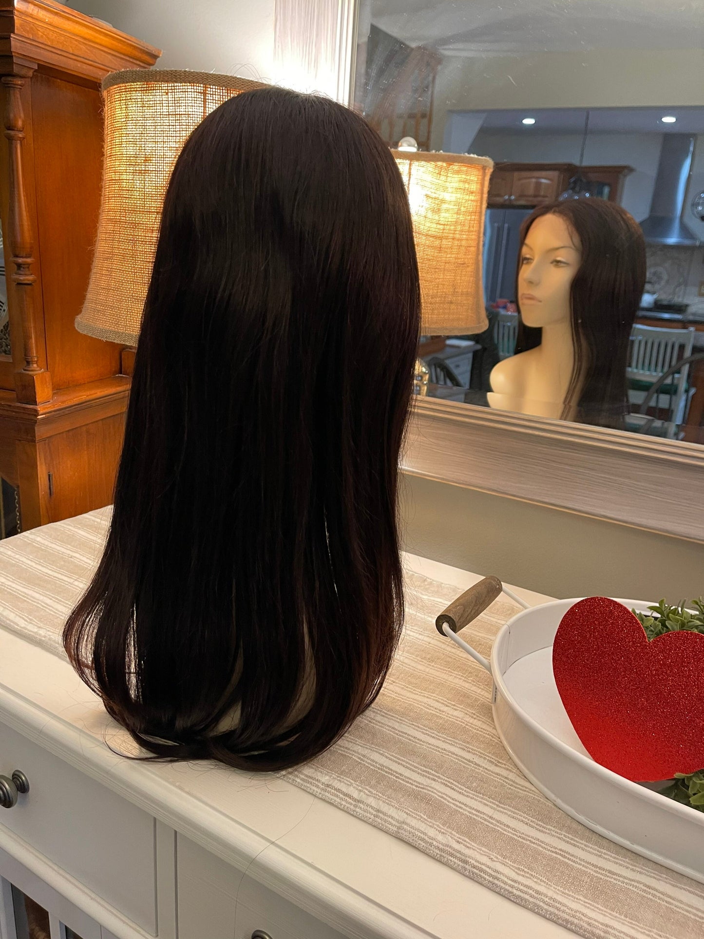 Custom 100% Remy Human Hair Wig Natural Dark Brown Custom Human Hair Hand Tied Brunette Wig Premium Lace Frontal Alopecia Wig Chemo