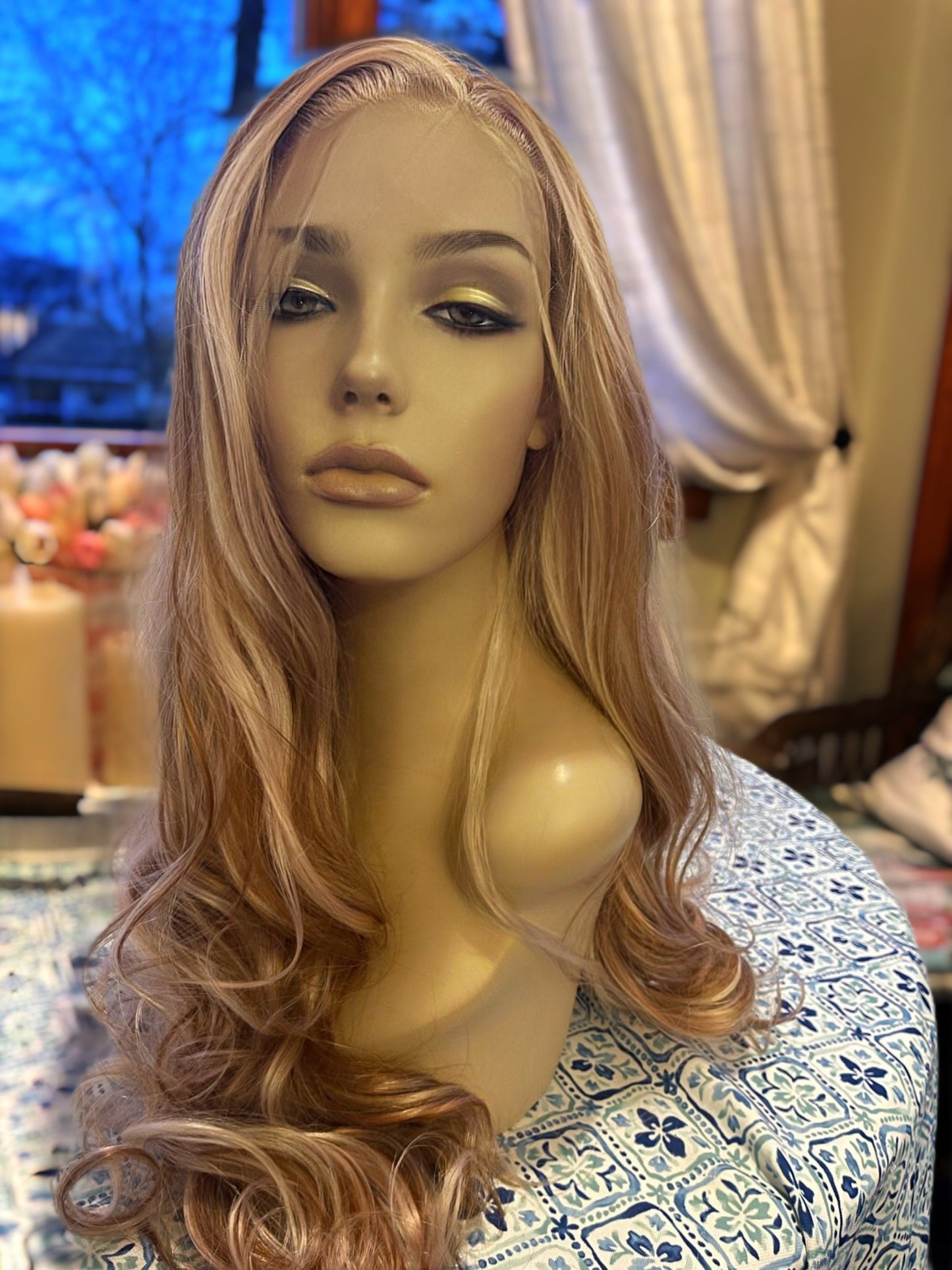 Lula Wig Pink Brown Tones Wig Lace Frontal Wig Hand Tied Drag Wig Anime Showgirl Burlesque