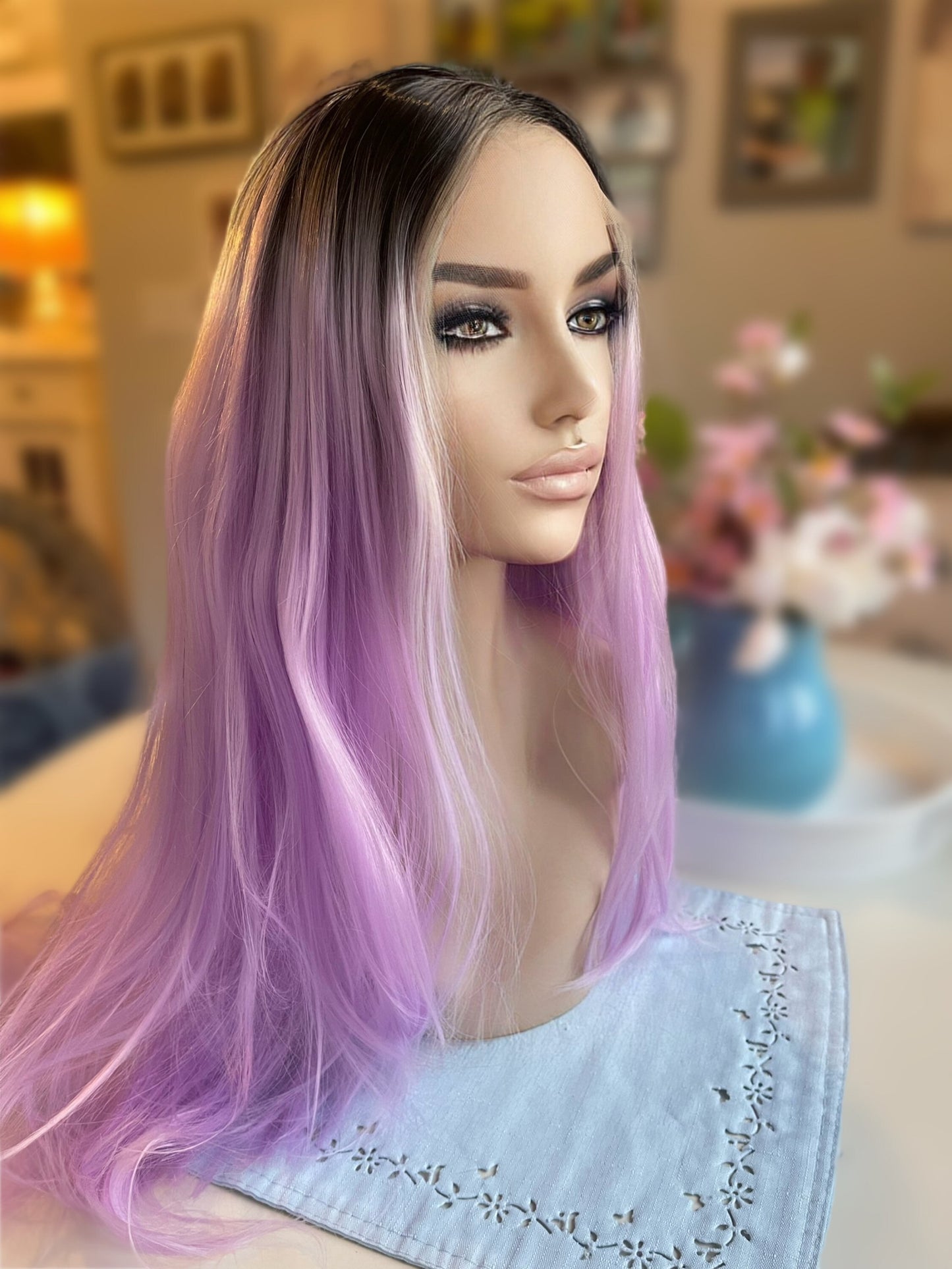 Candy Floss Pastel Purple Wig Violet Cool Tones Wig Lace Frontal Wig Hand Tied Drag Wig Anime Showgirl Burlesque Cosplay Wig