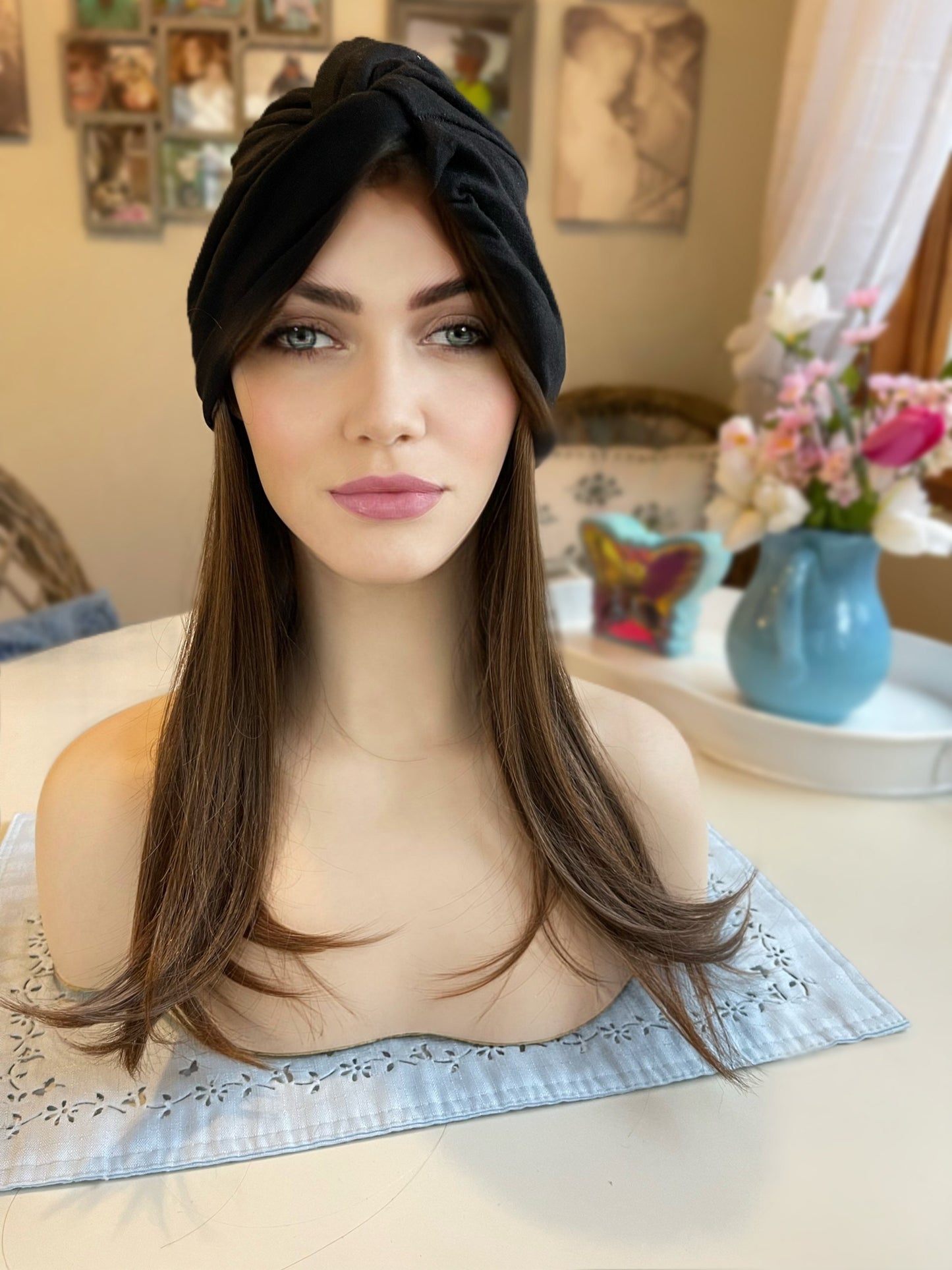 Irresistible Medium Natural Brown Turban Hair Wig Fall HD Wig Sleek Straight Wig Light Wig Chemo Alopecia Trichotillomania Radiation Therapy
