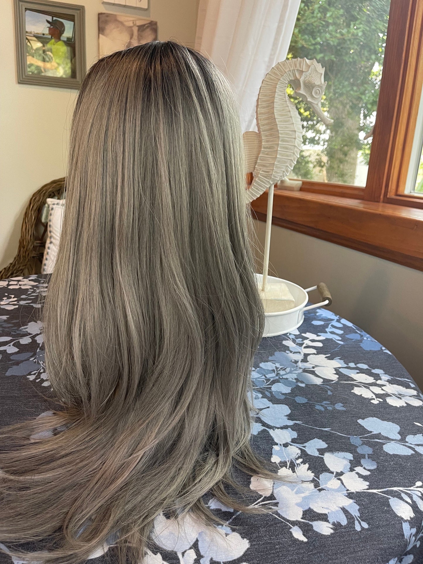 Groovy Grey Wig Colormelt Rooted Fashion Color Lace Front Alopecia Trichotillomania Cancer Chemotherapy Straight Long