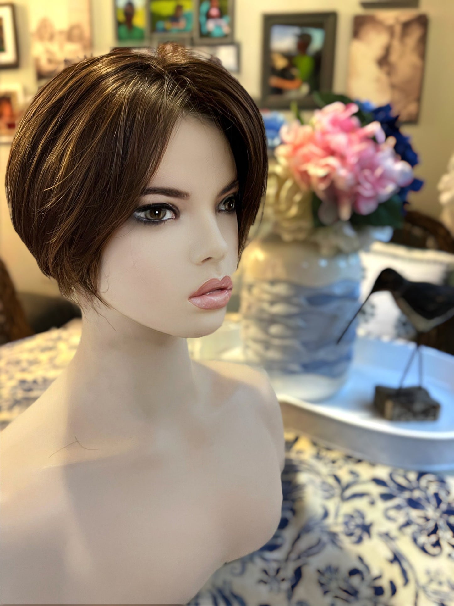 Perry Estetica Hand Tied Wig Warm Brown Highlights Custom Wig Long Wig Wavy Wig Wig Hand Tied Wig Lace Front RM628F