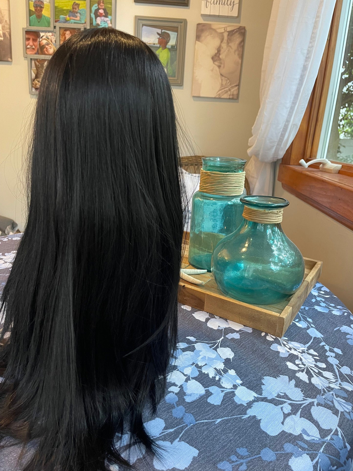 Heartbeat Blonde Wig Soft Money Piece Pale Blonde and Black Wig Long Straight Layers Rooted Wig Lace Frontal Wig Hand Tied Anime Cosplay