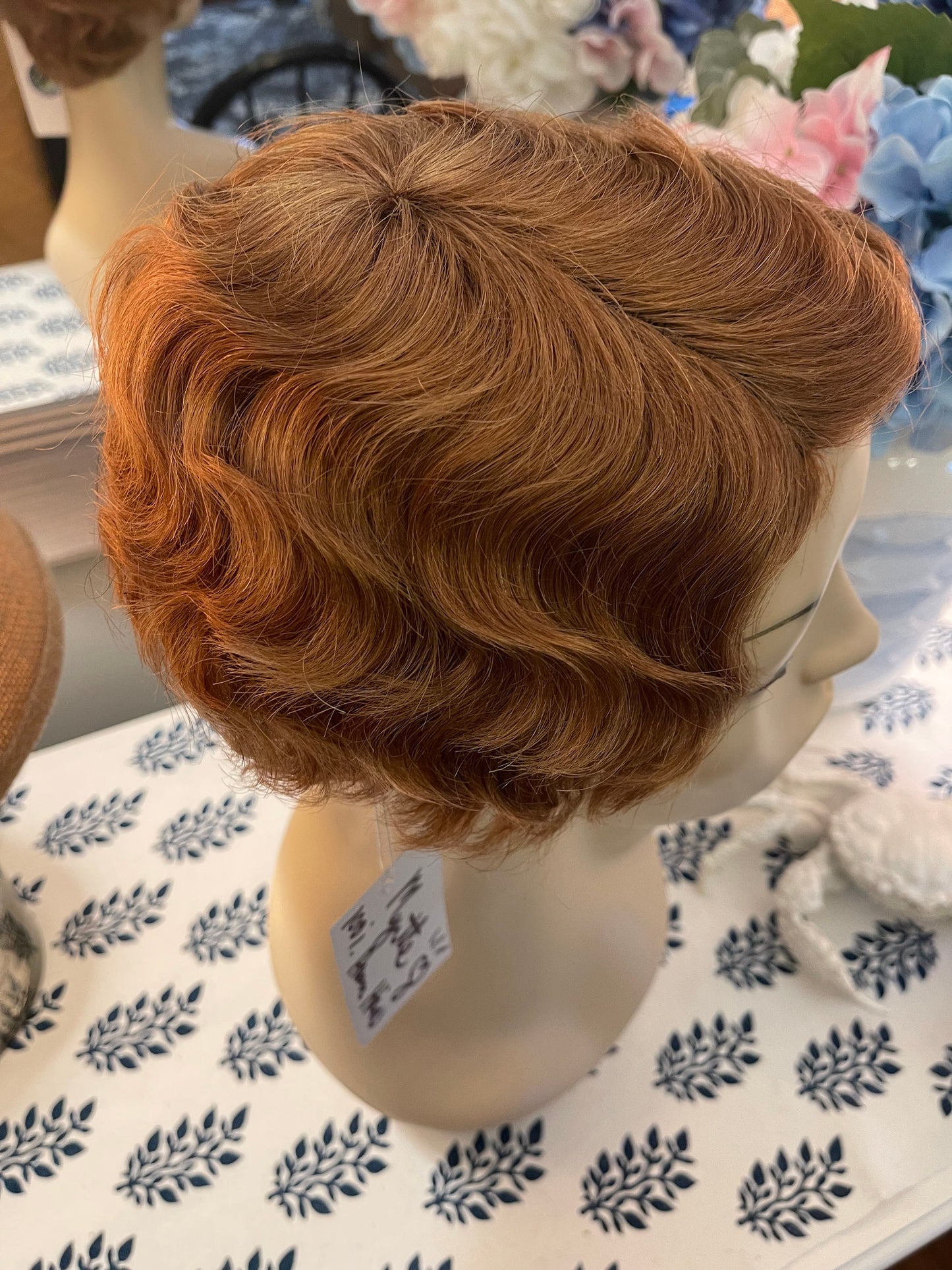 Myrtle Finger Wave 1920’s Great Gatsby Wig 100% Human Hair Wig Short Cut Wig Curly Lightest Ginger Brown Medical Wig Fashion Wig