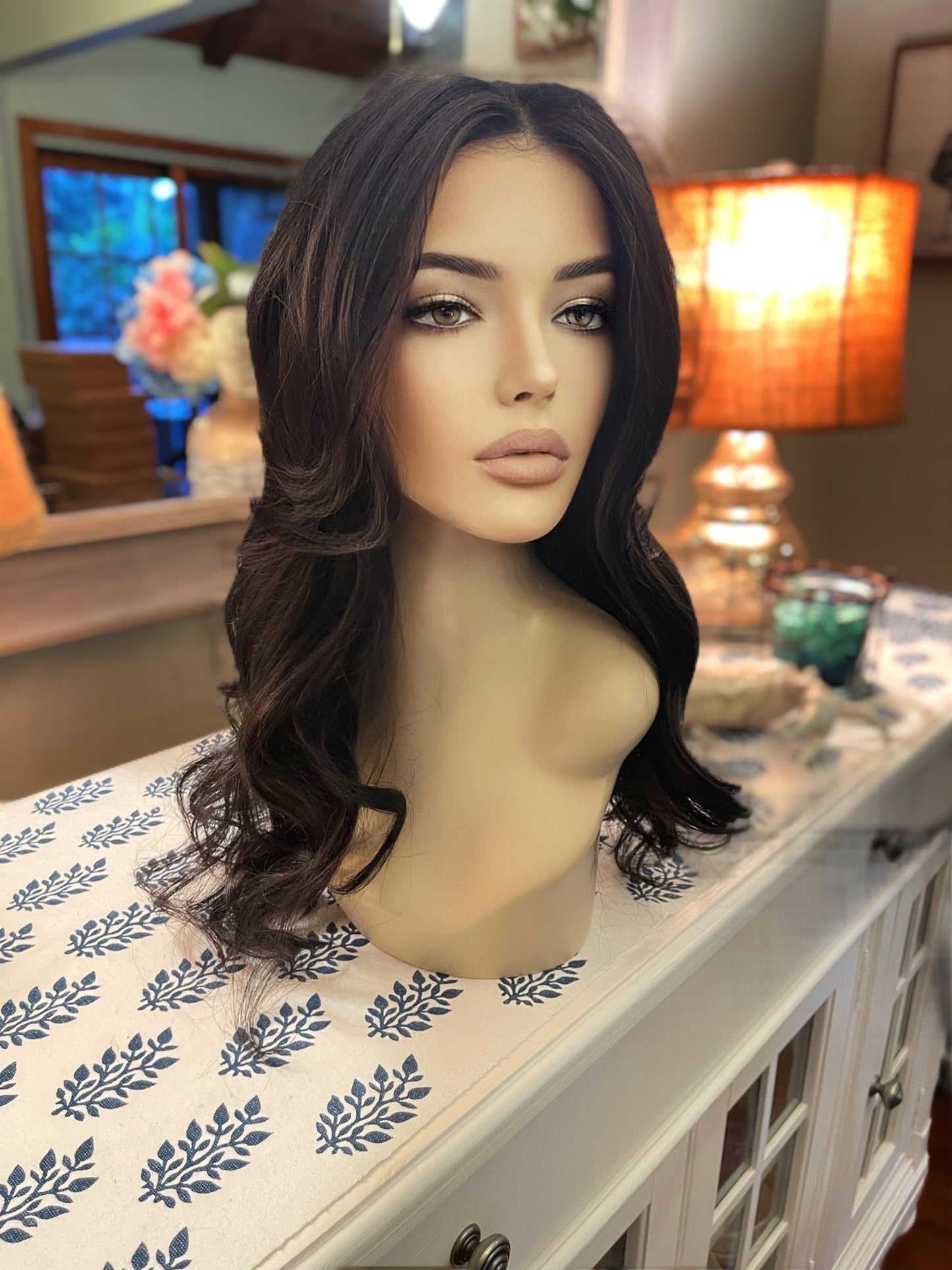 Scarlett Deep Brown Wig Ombré Wig Velvety HD Fibers Transparent Lace Front Wig Wavy Loose Curl Wig Curls Ultra Glam Natural Wig