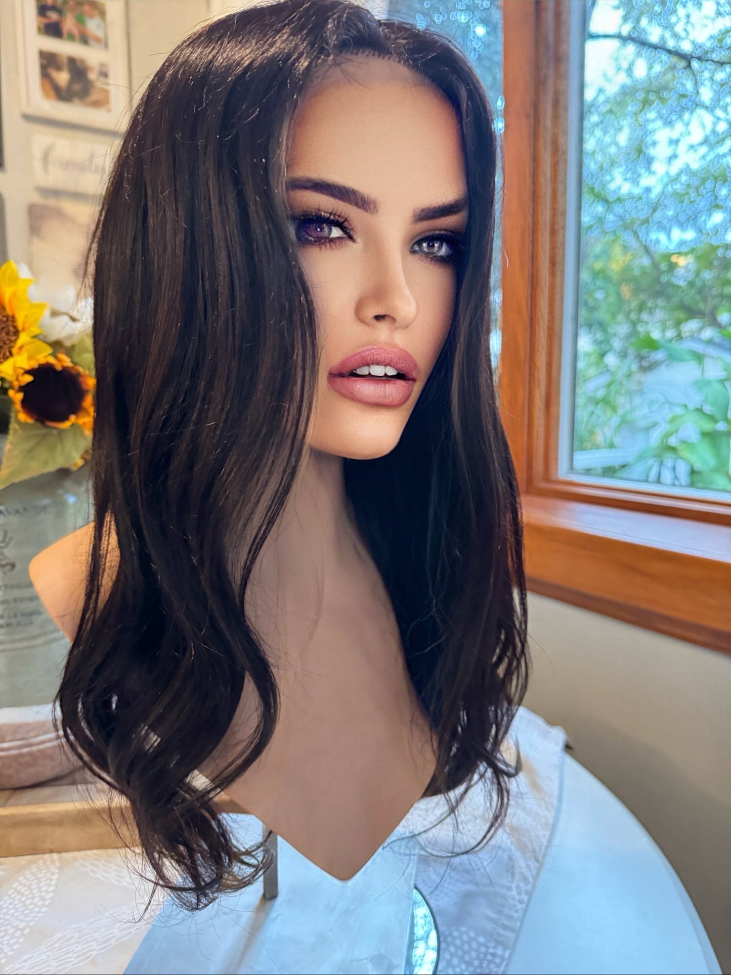 Kehlani 100% Remy Human Hair Wig Natural Dark Brown Custom Human Hair Hand Tied Brunette Wig Premium Lace Alopecia Wig Chemo