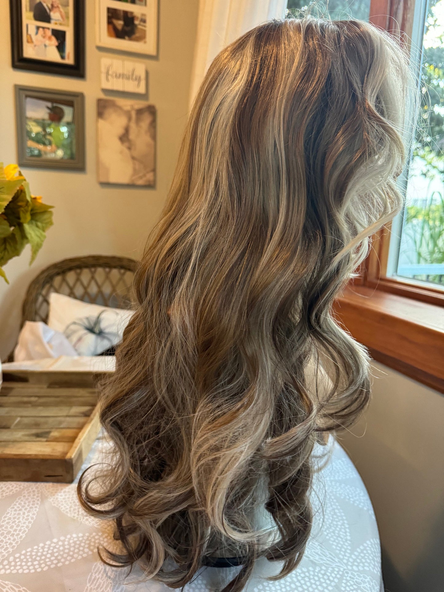 Arista Old Money Blonde and Brunette Balayage Wig Hand Tied Full Lace Frontal Wig Long Curls Thick Density Lace Front