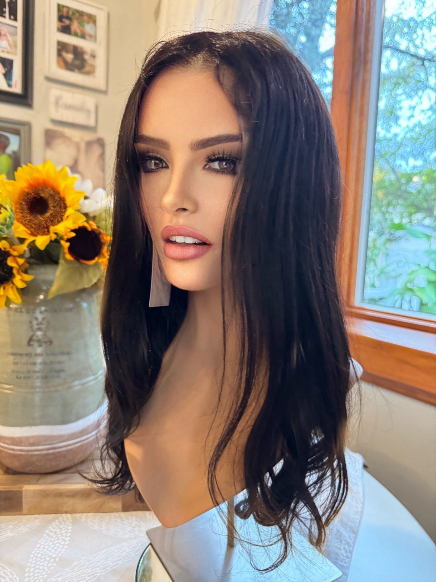Kehlani 100% Remy Human Hair Wig Natural Dark Brown Custom Human Hair Hand Tied Brunette Wig Premium Lace Alopecia Wig Chemo