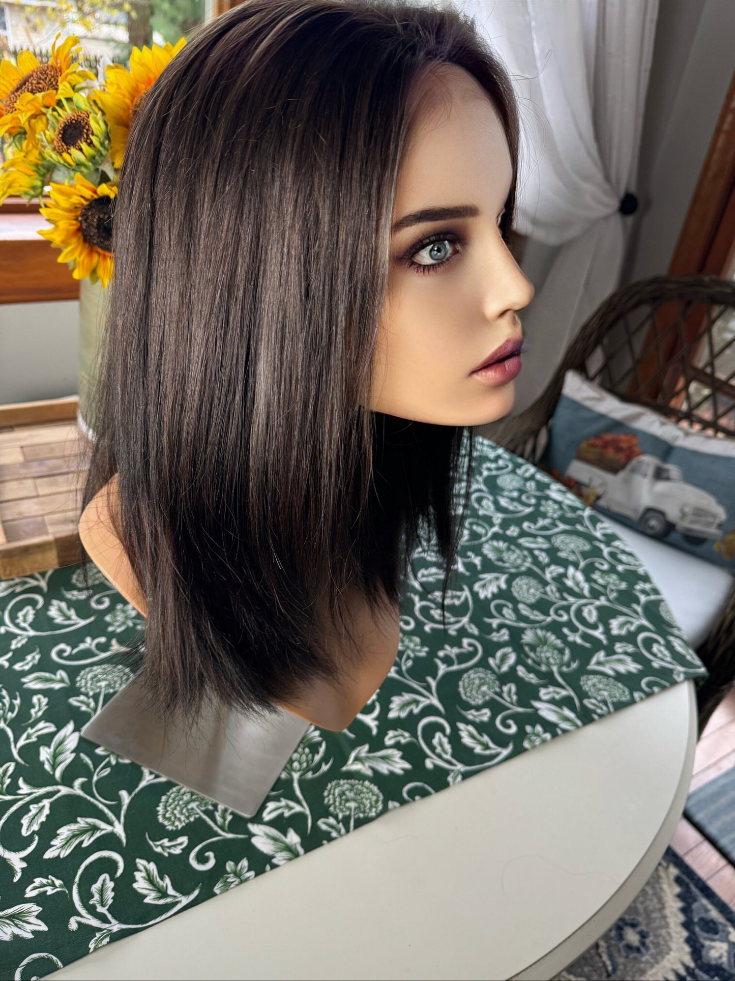 Kinship Premium Remy Human Hair Medical Wig 100% Hand Tied Silicone Lined Hand Tied Wig Premium Lace Alopecia Wig Chemo Darkest Brown 2