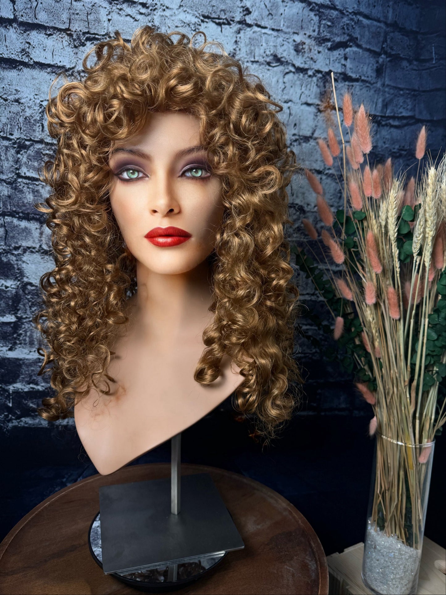 Into the Woods Curly High Drama Wig Shoulder Length Ginger Brown HD Synthetic Alopecia Chemo Wig Festival Boho Hair Festival Hair