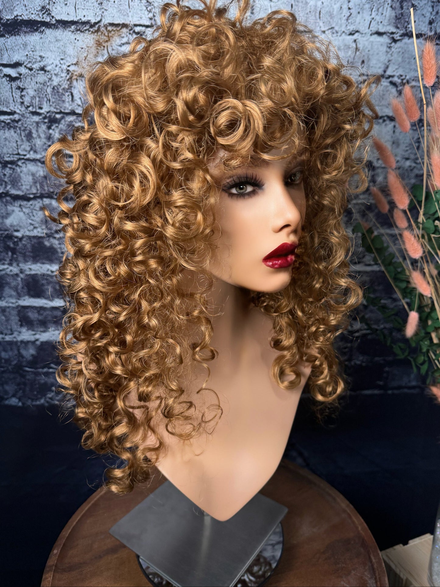 Into the Woods Curly High Drama Wig Shoulder Length Ginger Brown HD Synthetic Alopecia Chemo Wig Festival Boho Hair Festival Hair