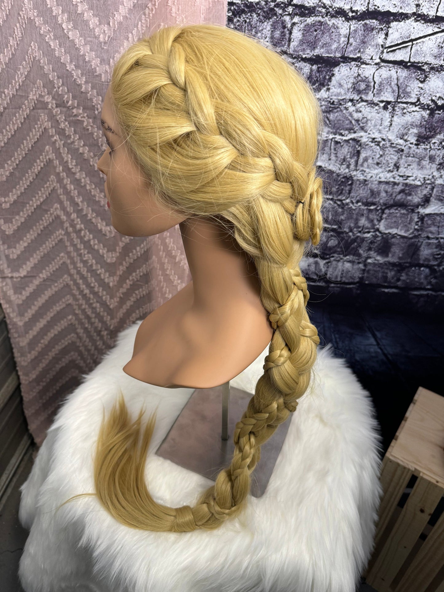 Rapunzel Braided Fantasy Wig Long Lace Front Wig Fantasy Cosplay Medieval Princess Costume Wig