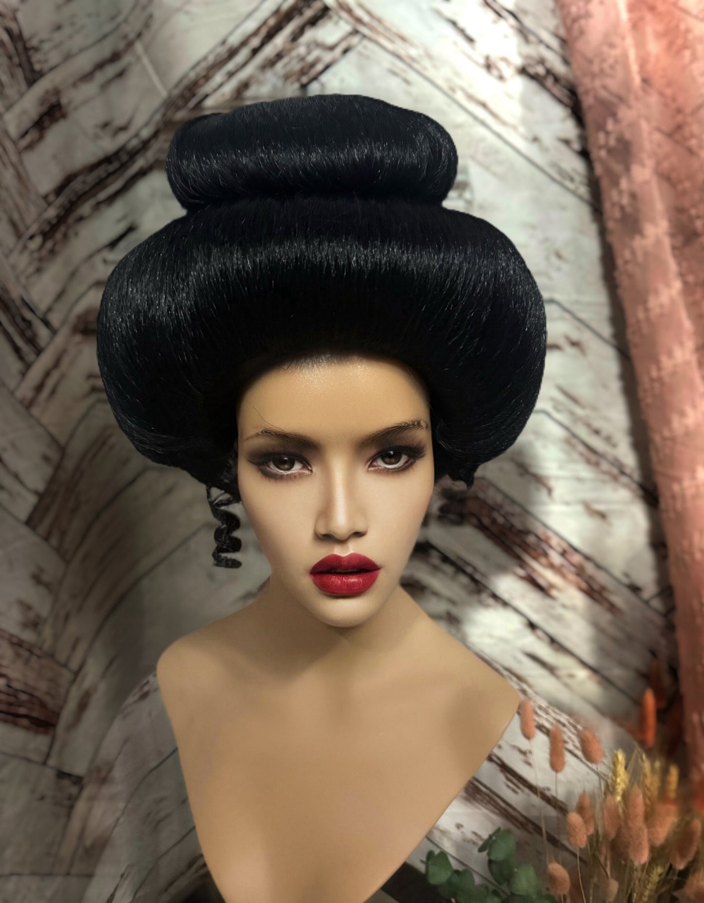 Shogun Premium Japanese Teahouse Wig Geisha Black Updo Katsura Wig