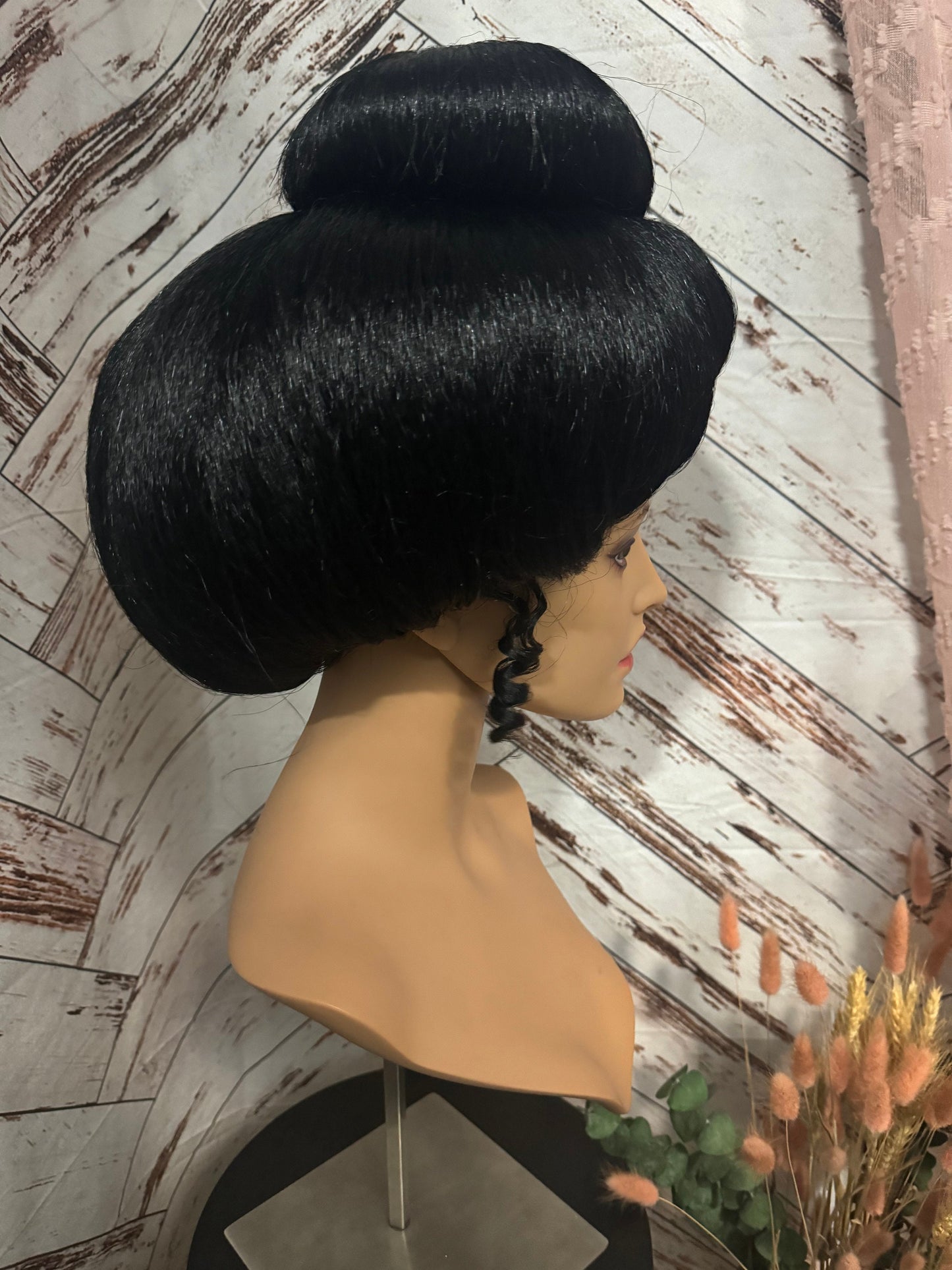 Shogun Premium Japanese Teahouse Wig Geisha Black Updo Katsura Wig