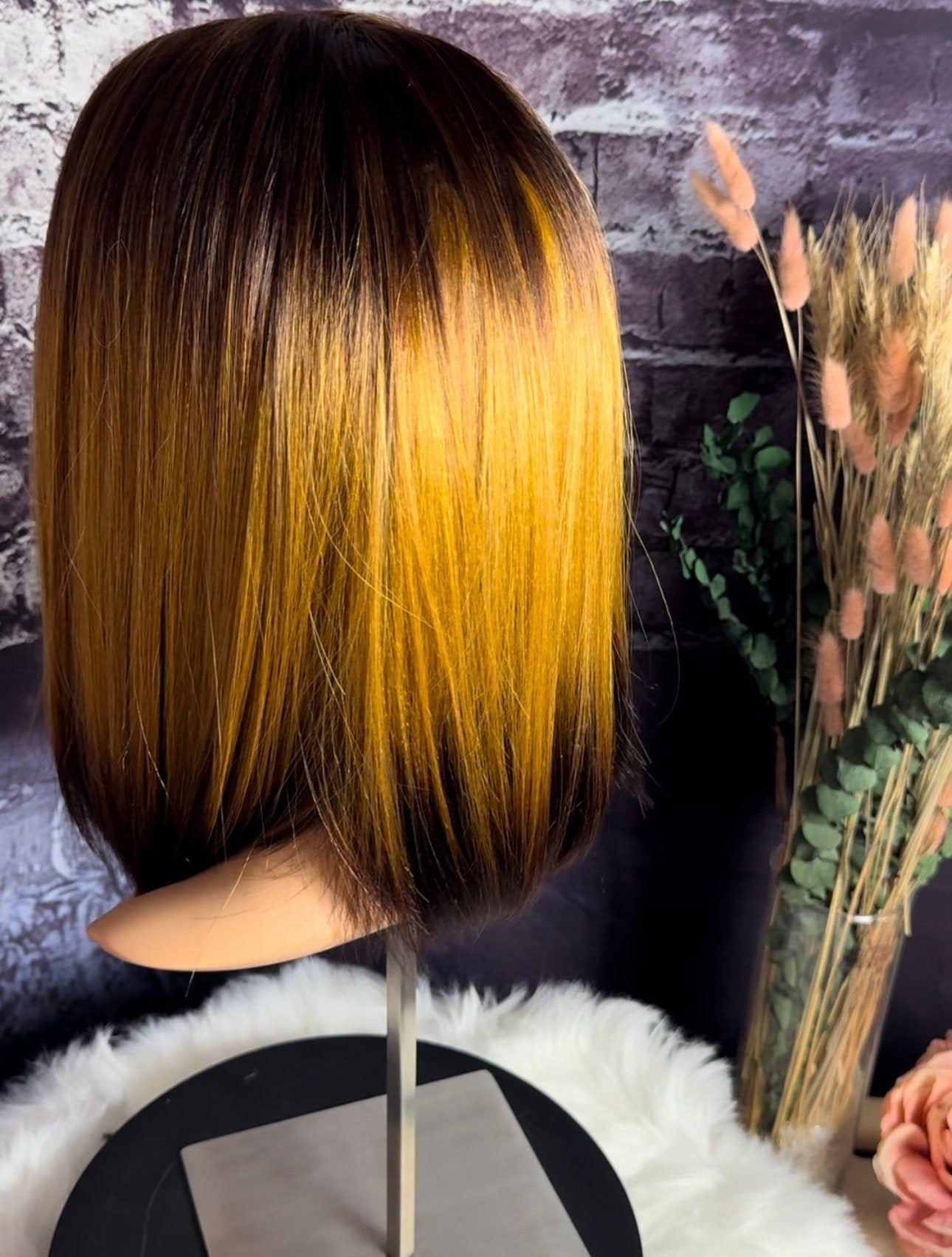 Finch Lob Style Intense Honey Colormelt Bob Wig Short Swingy Lob Wig Medical Wig Fashion Wig