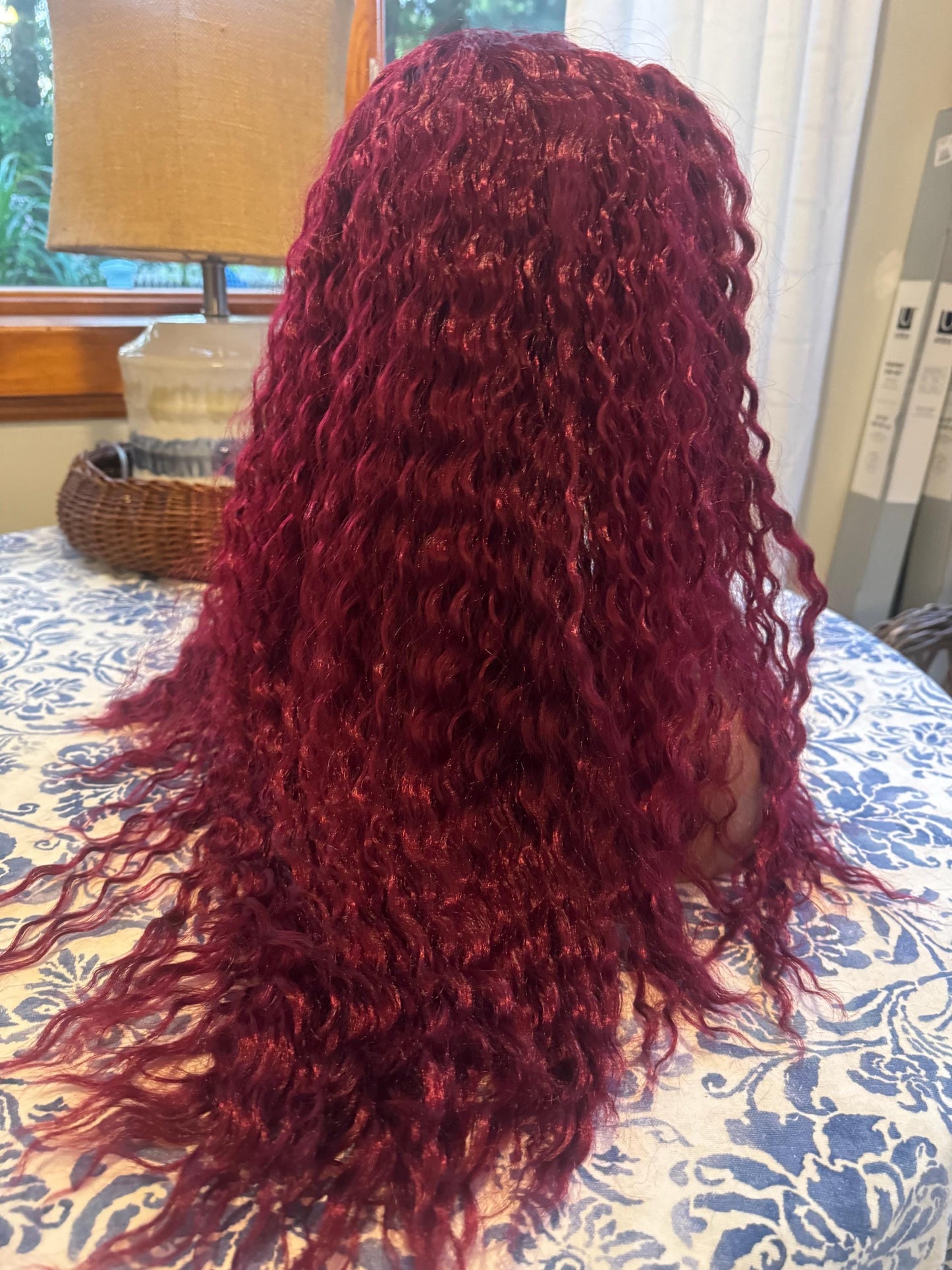 Chappell Hot To Go Burgundy Red Wig Lacefront Wig Roan Long Lean Curls HD Synthetic Cosplay Drag Wig Pink Pony Club Girl Femme