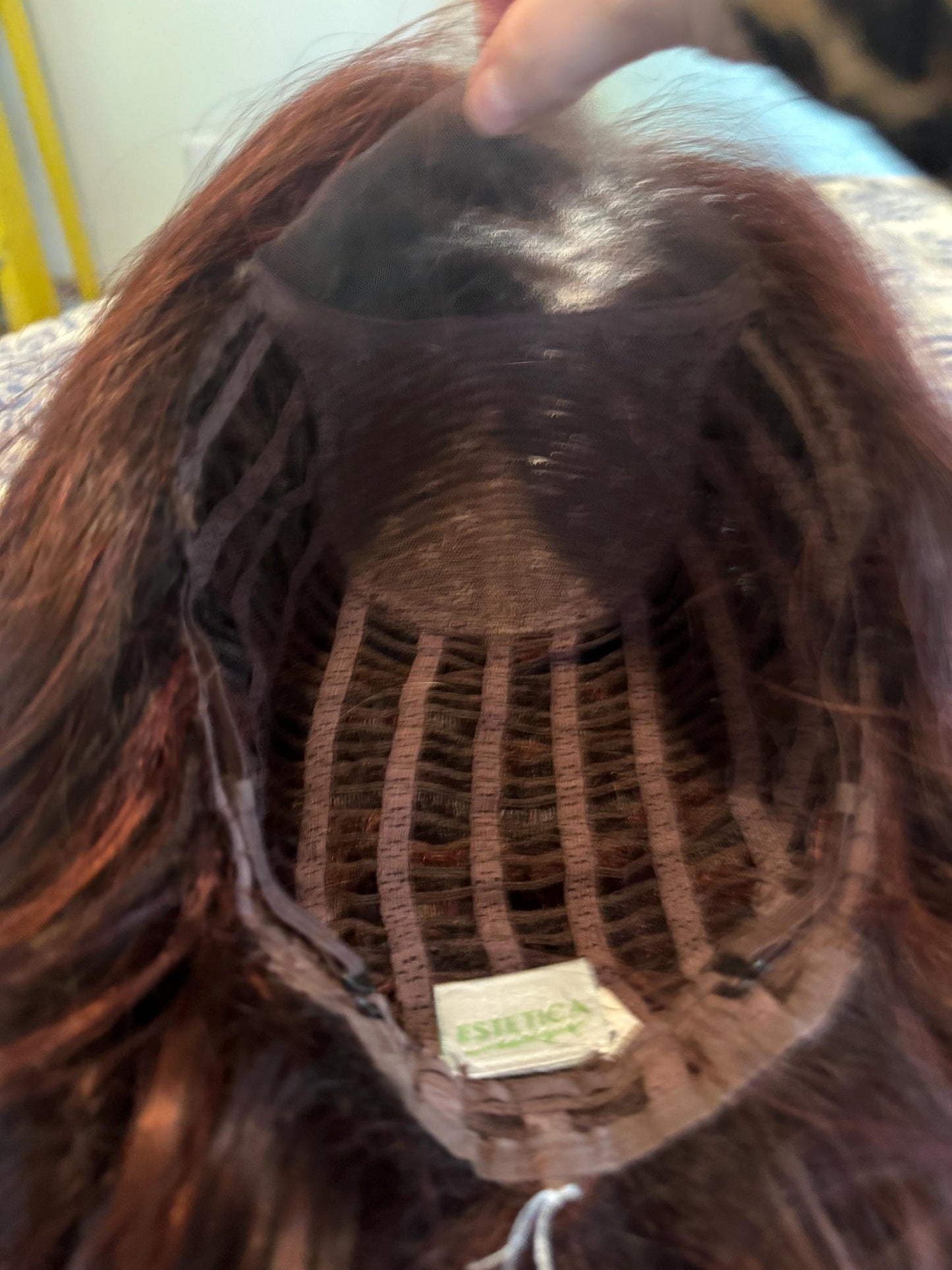 Ocean Custom Wig Estetica Red Highlights Wavy Wig Light Glistening Rich Brunette Wig Hand Red Wig Tied Wig Lace Front Parting Vogue