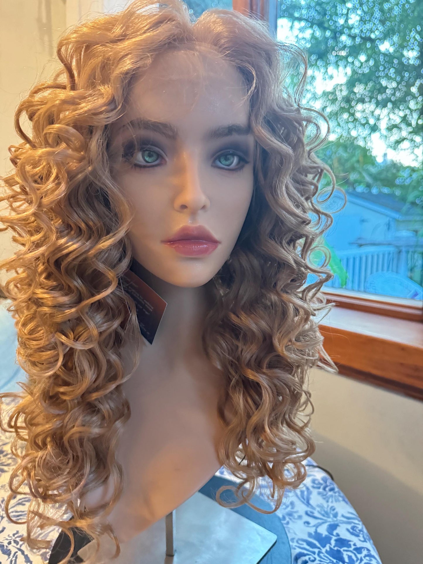 Lisha Soft Strawberry Blonde HD Synthetic Lace Frontal Mono Top Curly Wig Lace Front Wig Hand Tied Wig Lace Wig