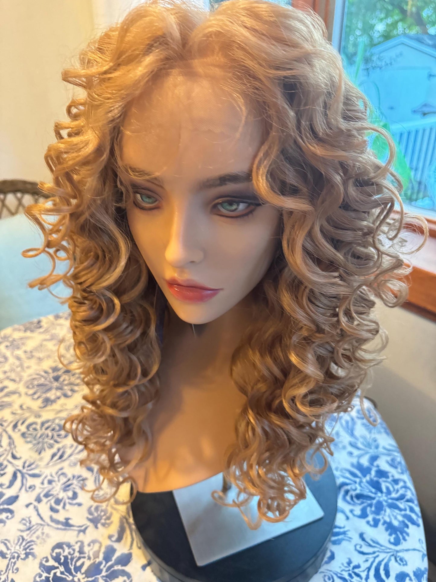 Lisha Soft Strawberry Blonde HD Synthetic Lace Frontal Mono Top Curly Wig Lace Front Wig Hand Tied Wig Lace Wig