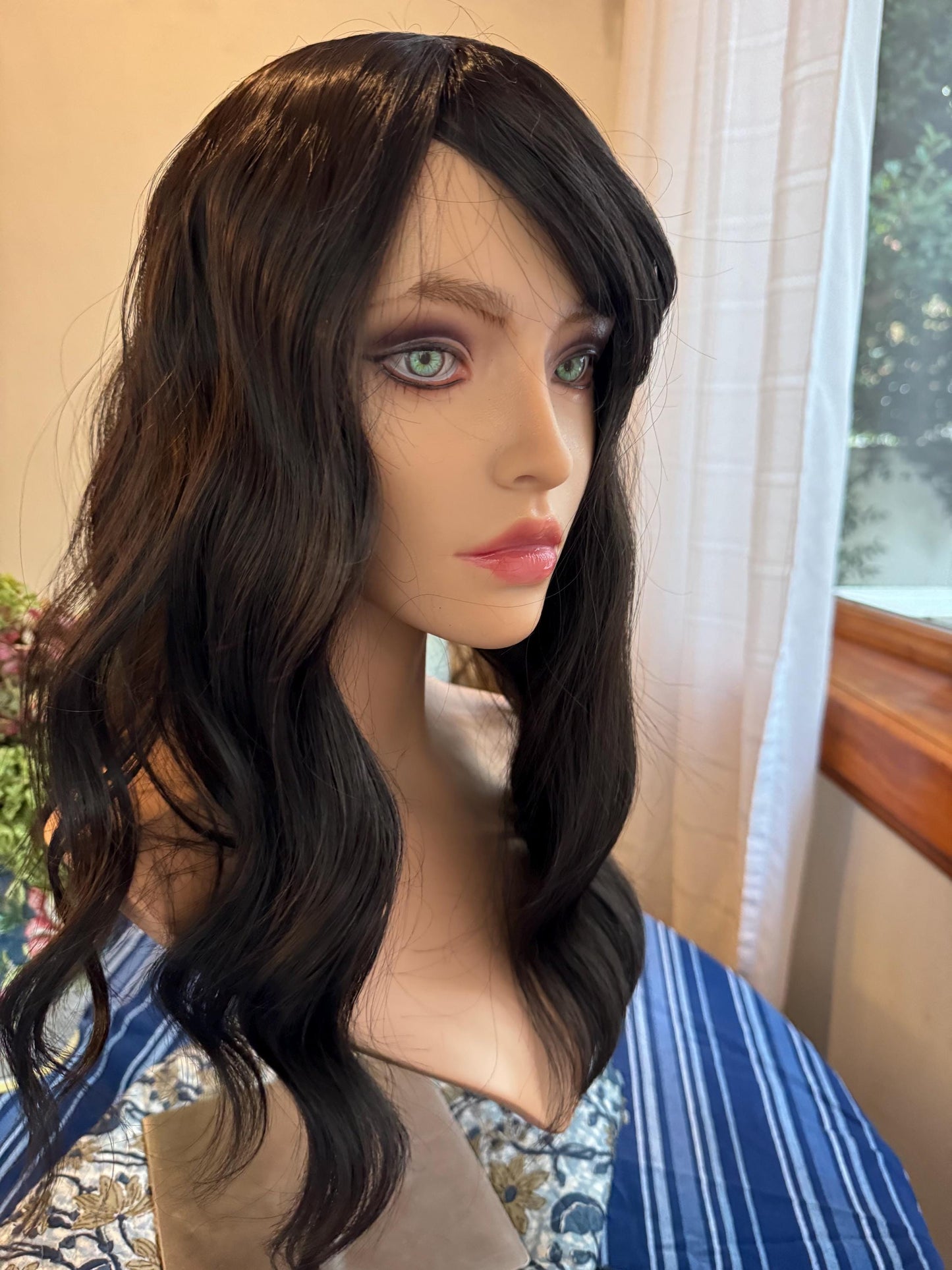 Marlette Cool Medium Brown Ombre Topper Light Bangs Heat Safe Synthetic Silk Top Parting Topper