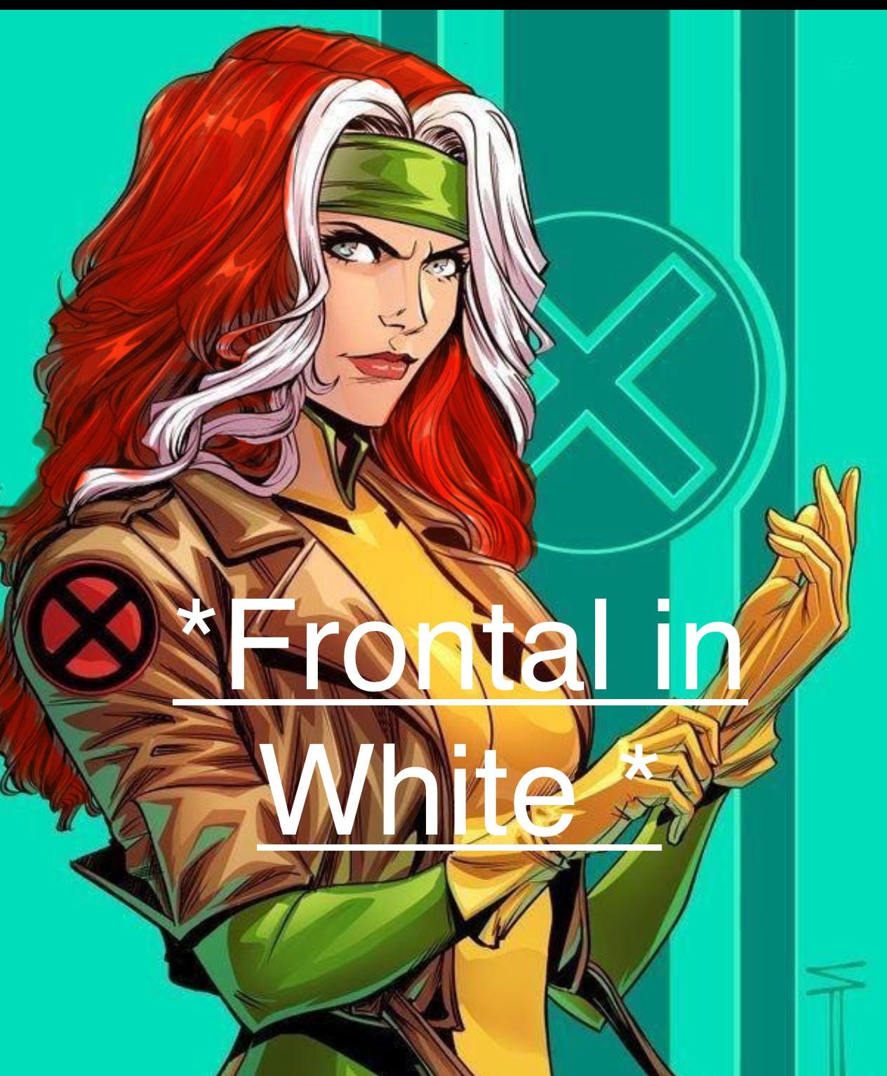 Rogue Cosplay Red Wig White Money Piece Long 26” Lace Frontal Wig Fashion Wig Light Wave Wig