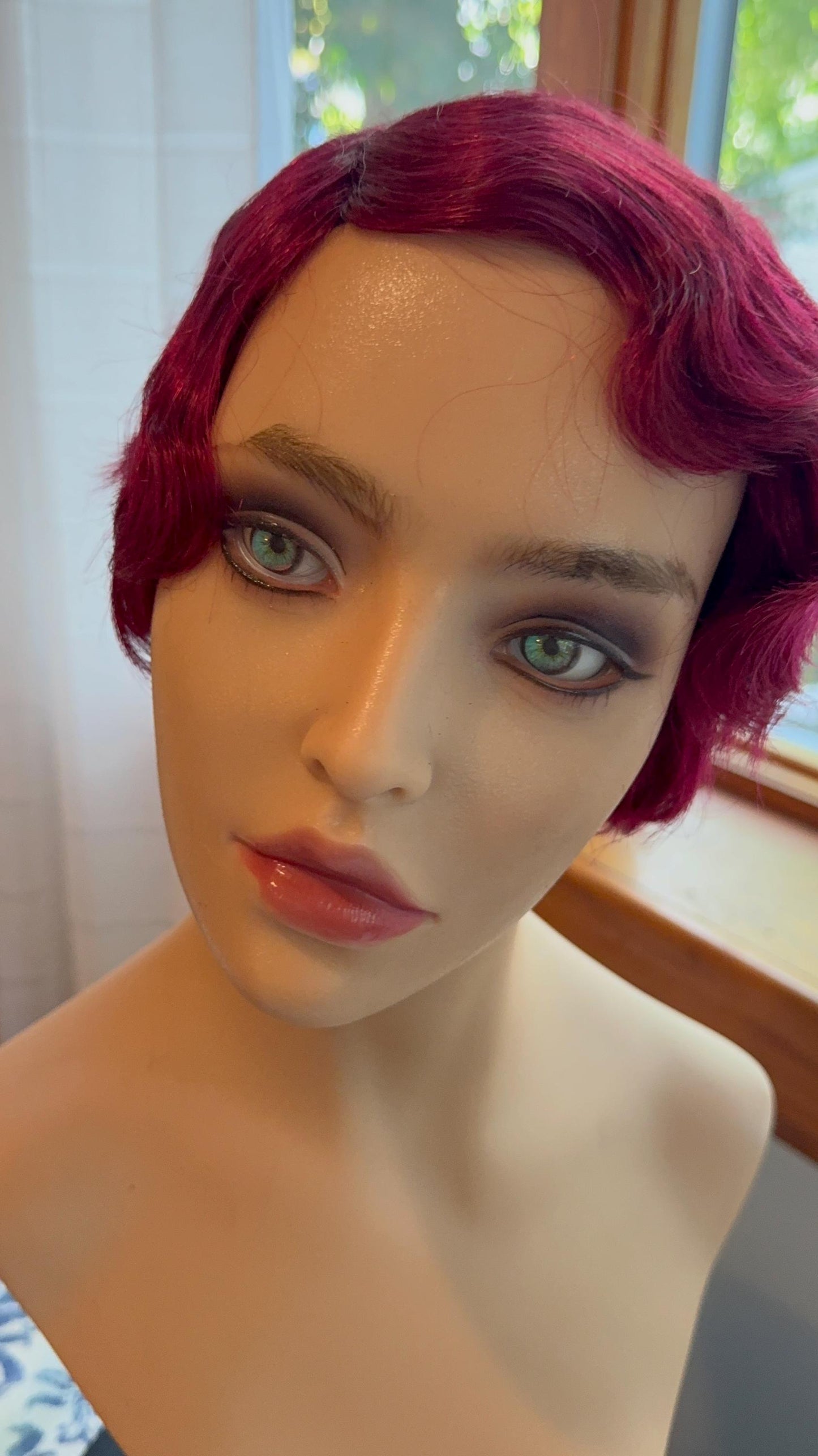 Jodie Finger Wave 1920’s Wine Red Great Gatsby Wig 100% Human Hair Wig Short Cut Wig Curly Bright Burgundy Medical Wig Fashion Wig