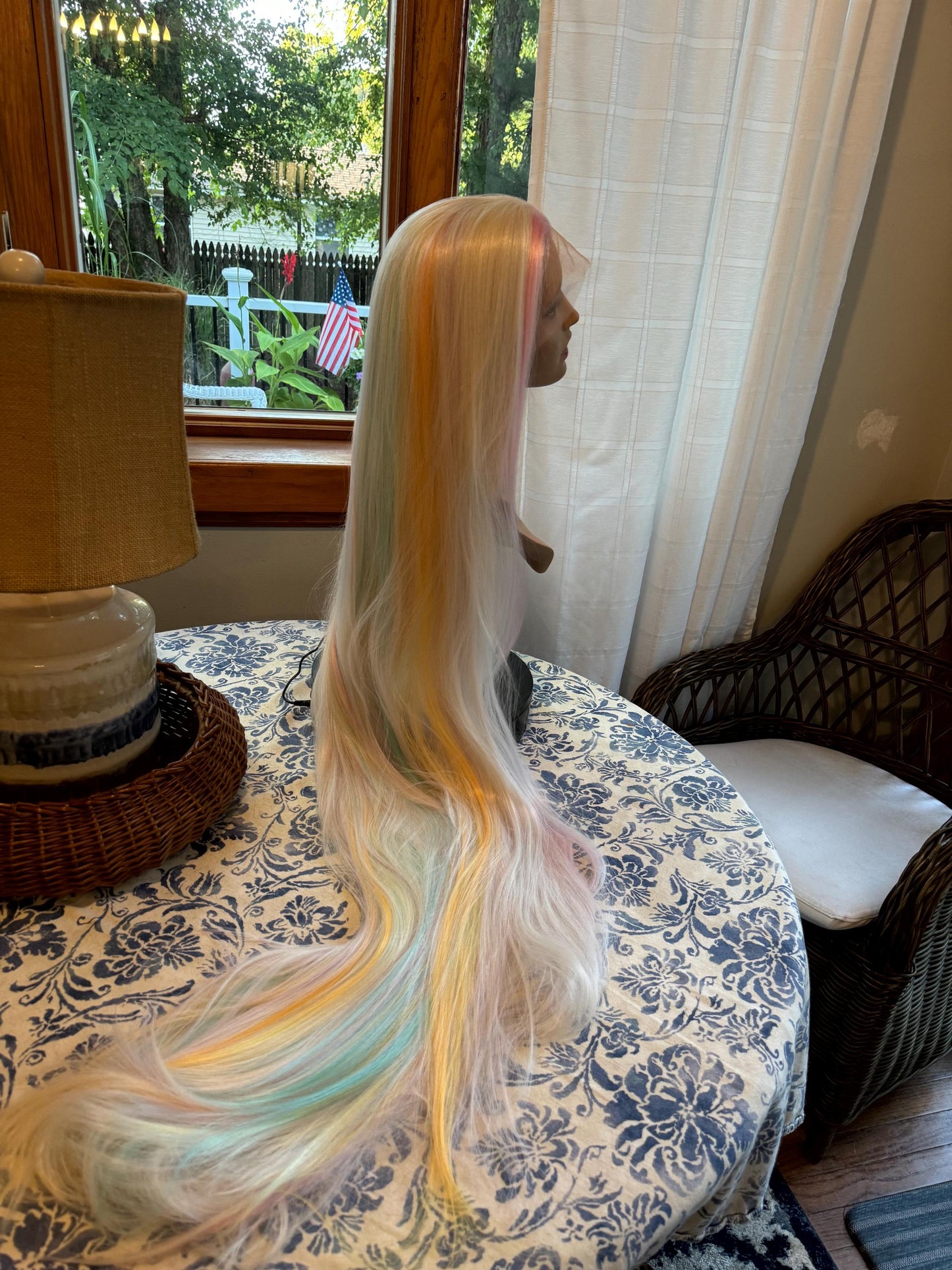 Rainbow Girl Ultra Long 5 Feet Wig Sleek Wig Long Wig White Wig Lace Frontal Free Parting Wig Lace Front Wig Cosplay Theater Showgirl Drag