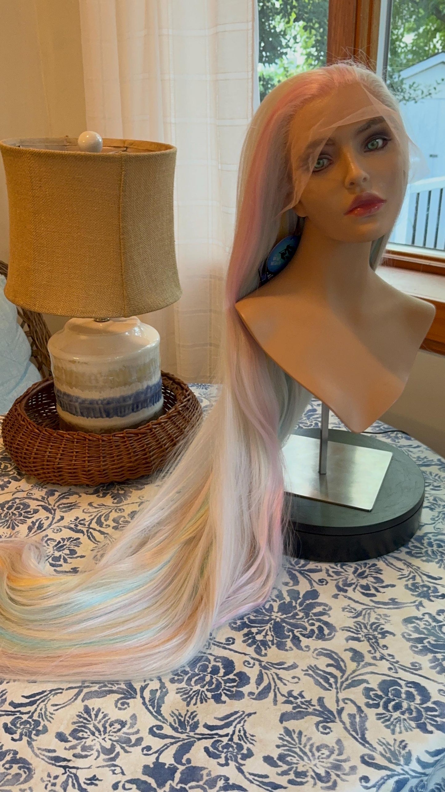 Rainbow Girl Ultra Long 5 Feet Wig Sleek Wig Long Wig White Wig Lace Frontal Free Parting Wig Lace Front Wig Cosplay Theater Showgirl Drag