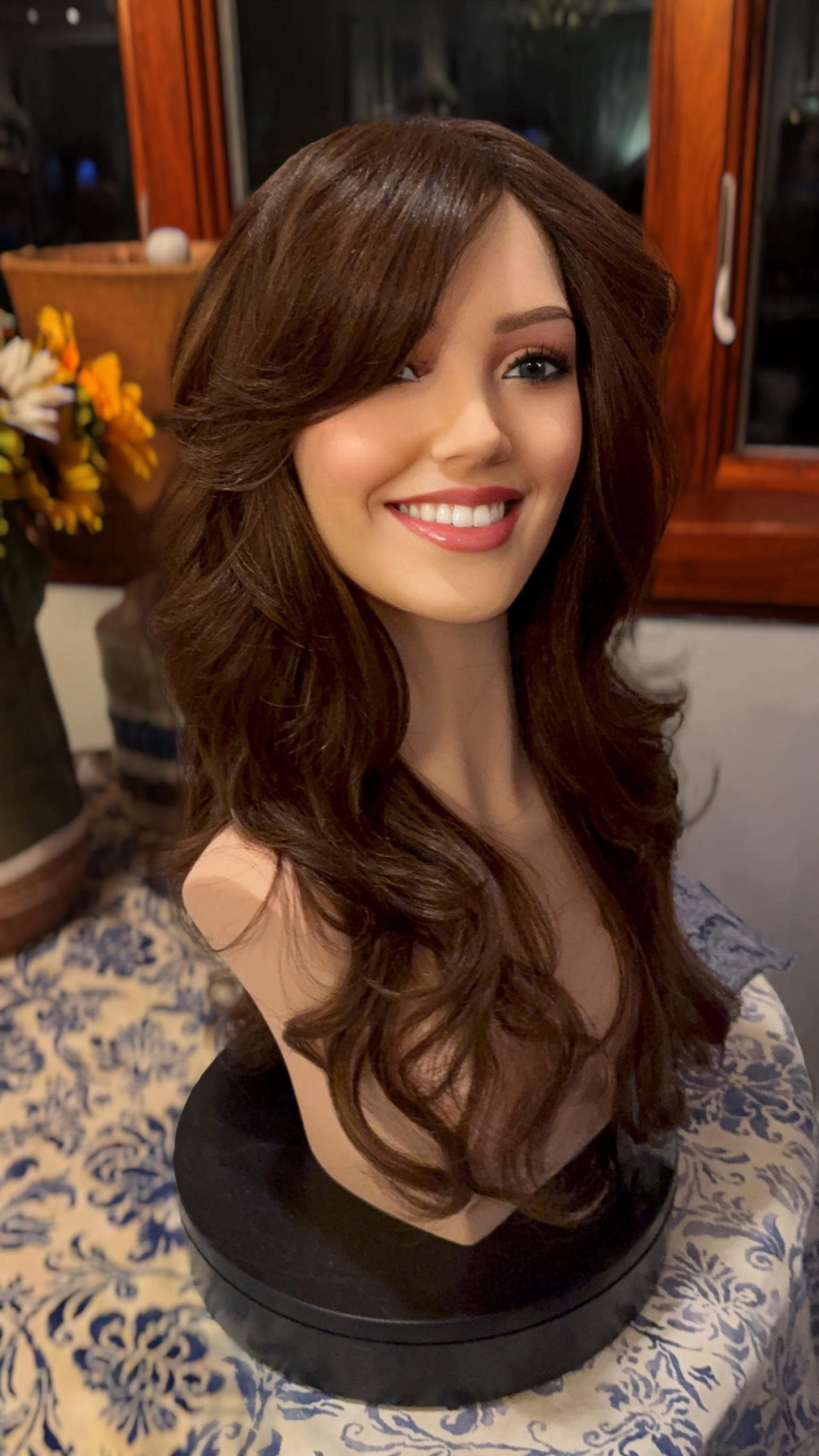 Candid Medium Warm Brown With Honey Highlights Wig Chic Wig Lots of Layers Medical Wig Fashion Wig Brown and Blonde Chemotherapy Alopecia
