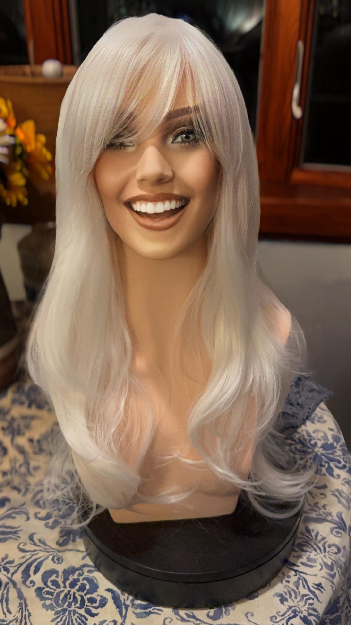 Snowdrop White Wig With Bangs Subtle Layers and Soft Movement Wig