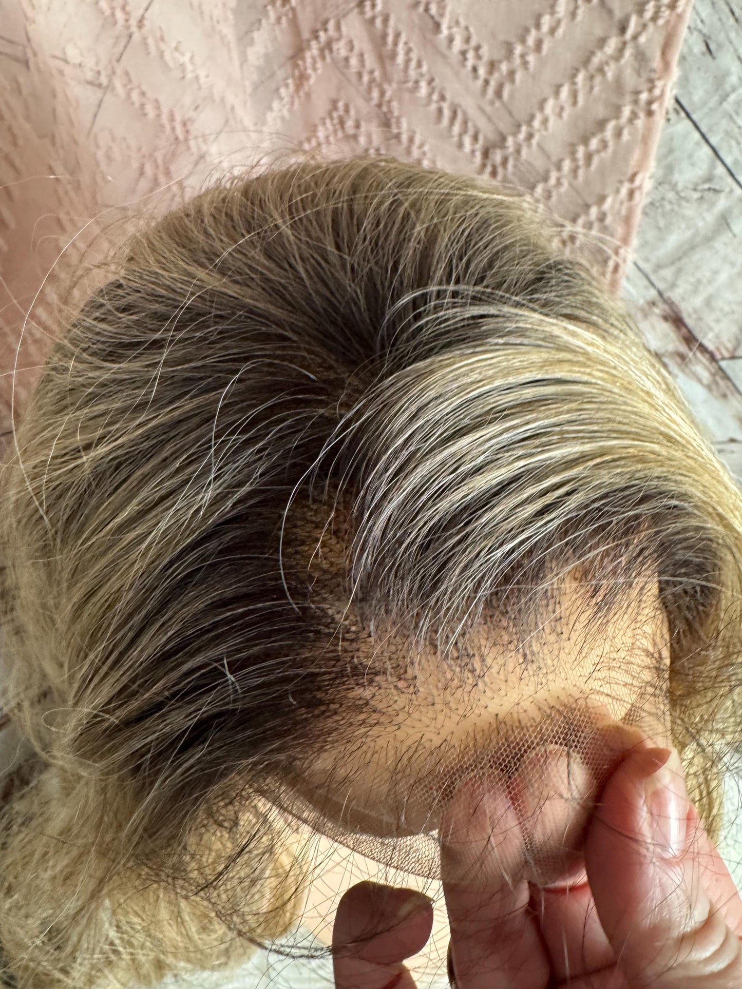 Cache Full Density Long Wig Human Blend Wig Lace Frontal Beige Blonde Ombre Wig Hand Tied Wig Lace Front Wig Parting HD Lace Wig