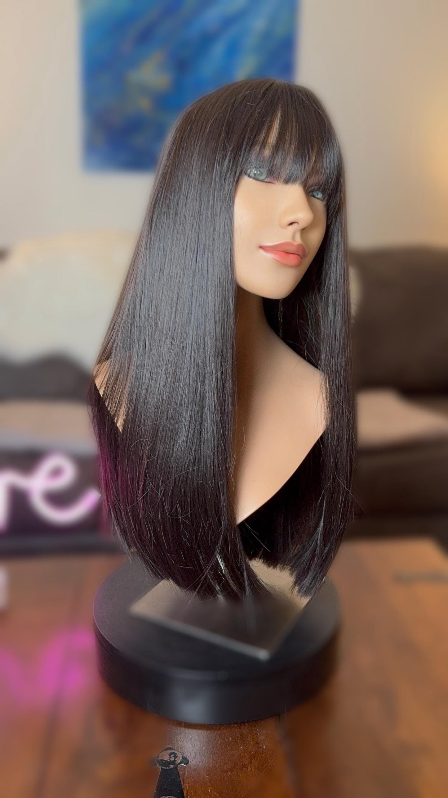 Opaline Straight Brown Wig with Bangs Wig Long Wig Silky Wig Lightweight Beginner Friendly The Wig Witch