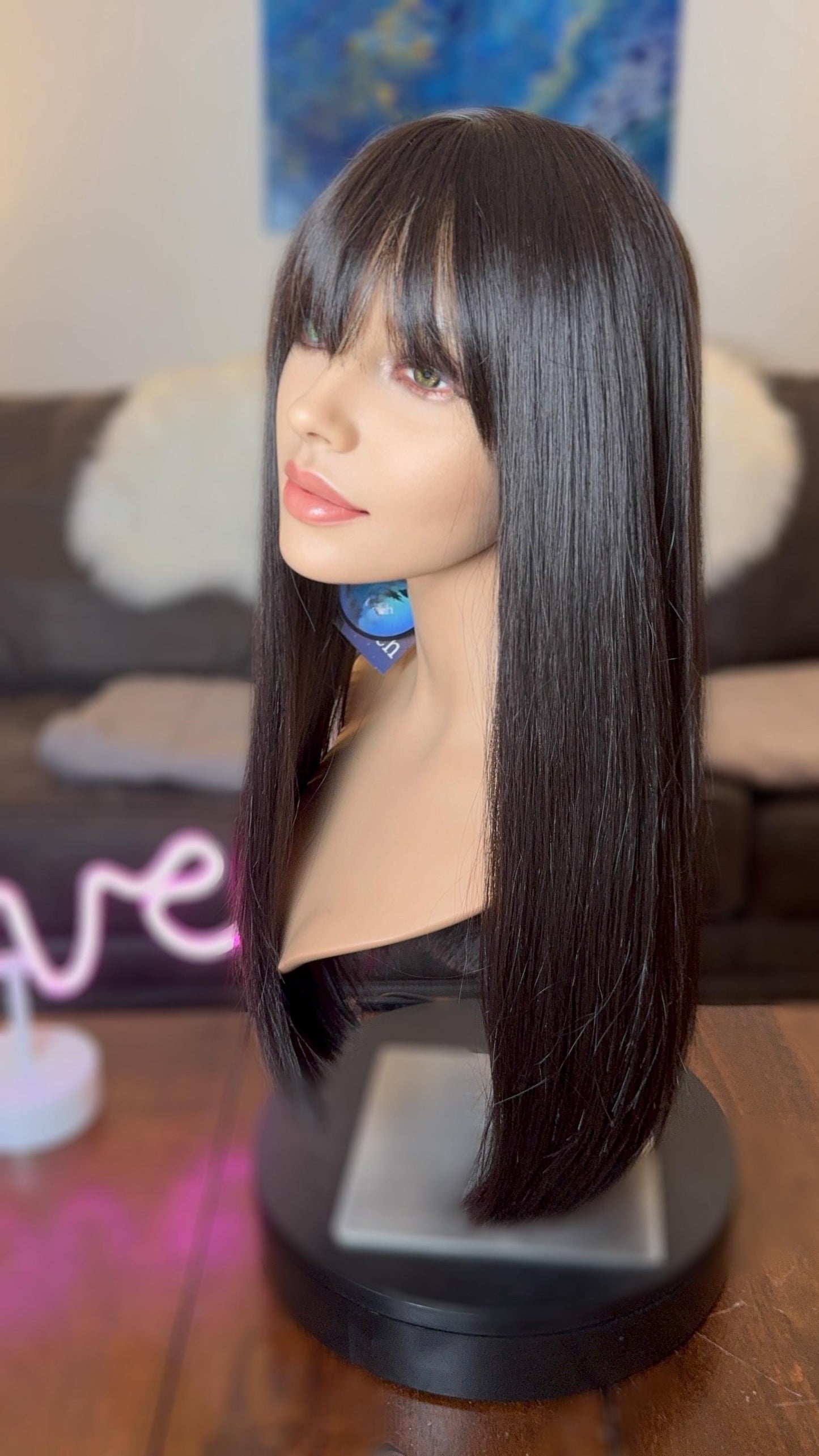 Opaline Straight Brown Wig with Bangs Wig Long Wig Silky Wig Lightweight Beginner Friendly The Wig Witch