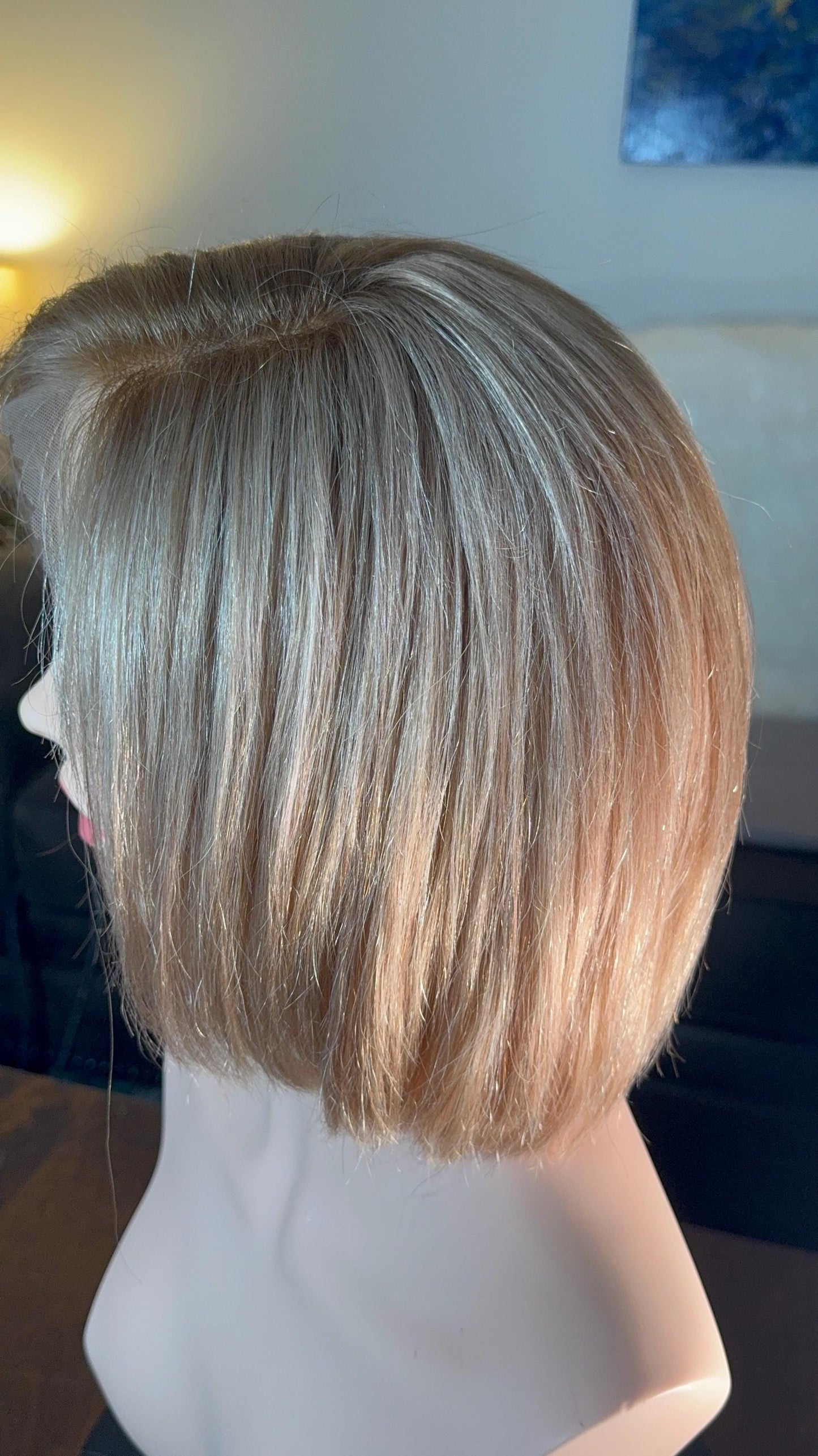 Parity 100% Human Hair Lace Front Wig Side Parting Glueless Wear And Go Style Short Layered Bob Blonde Highlights