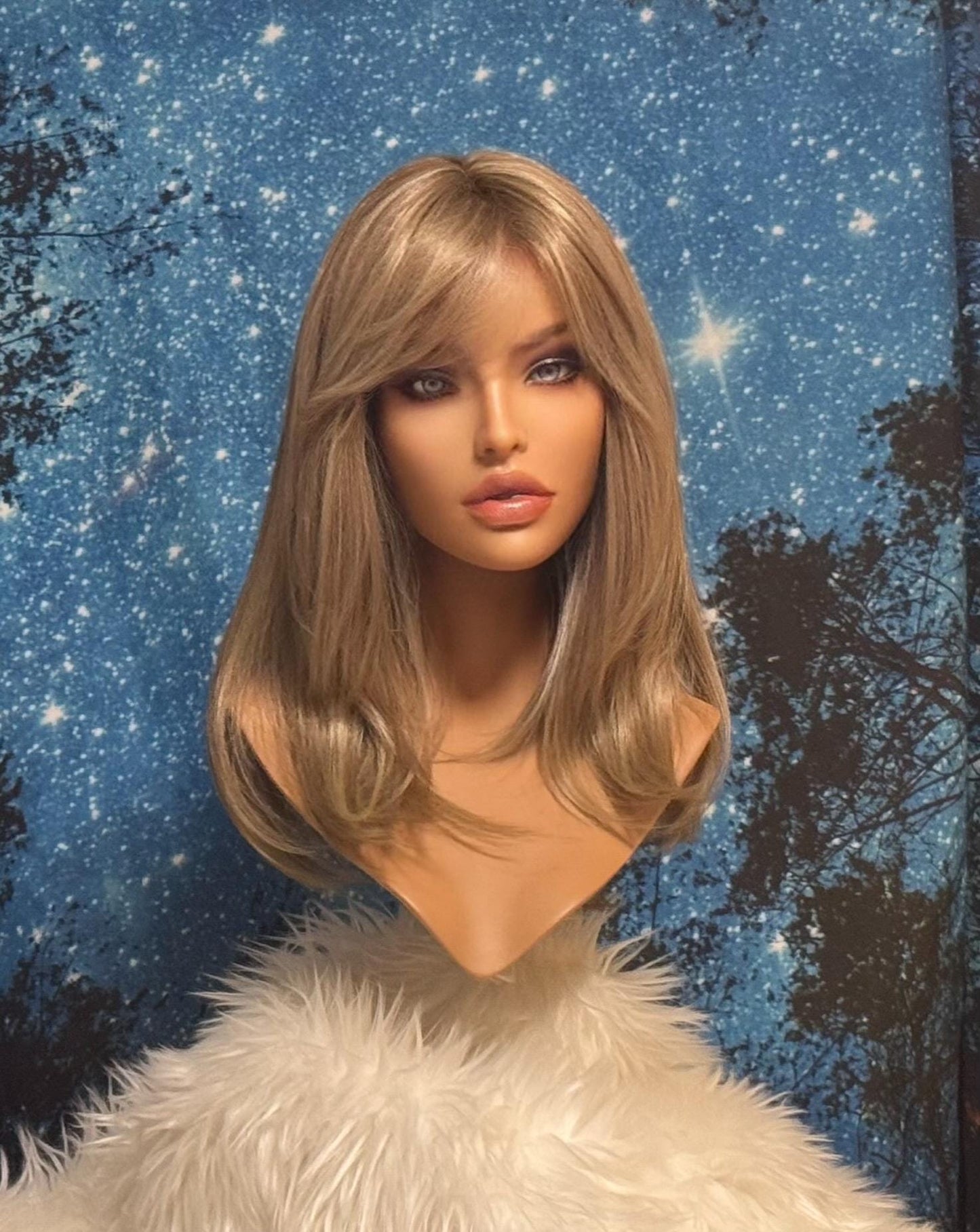 Elvira Retro Lux Blonde HD Synthetic Wig Full Bangs Soft Goth The Wig Witch Wigs