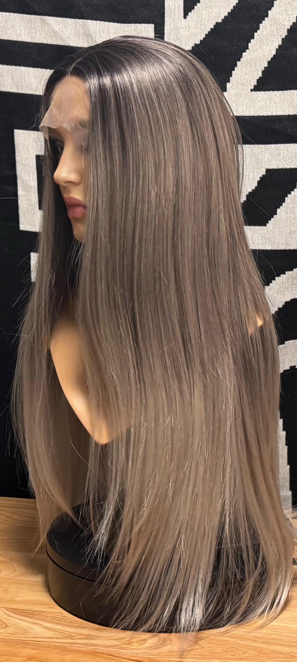 Darreth Ashy Blonde Cool Toned Grey Blonde Wig Long Wig Straight Hair Loss Chemotherapy Trichotillomania Frontal Lace Wig The Wig Witch