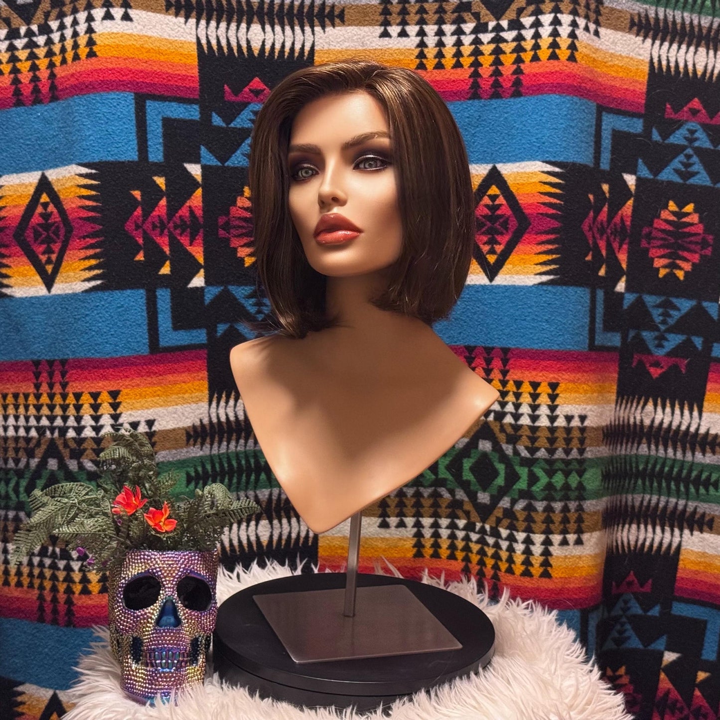Jamison Custom Estetica Designs Lace Front Color R638H Warm Brown Wig Medical Highlights Wig Bob The Wig Witch