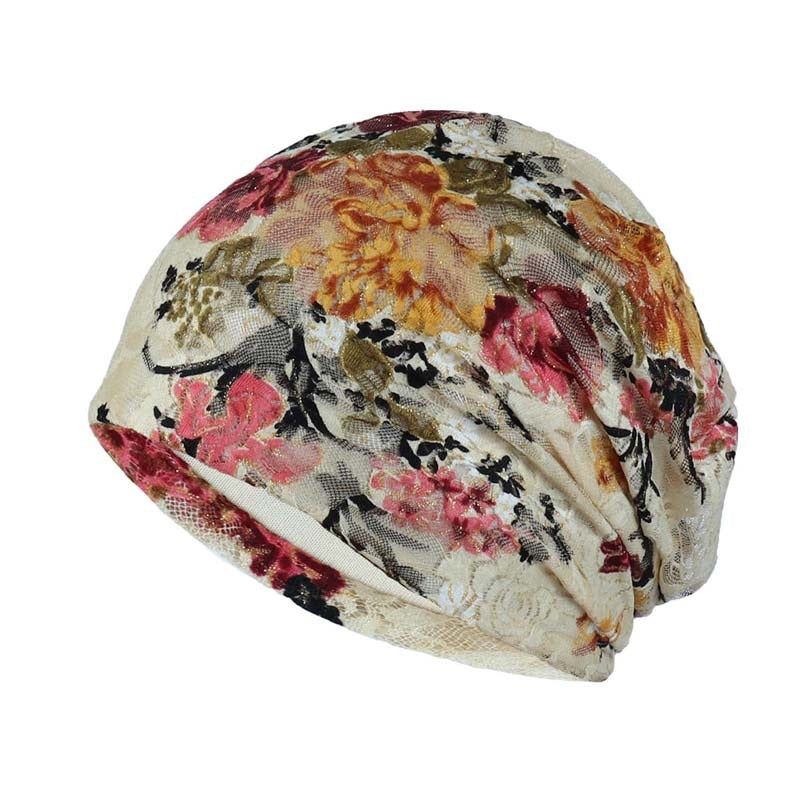 Floral Pattern Hair Loss Beanie Chemo Hat Cancer Treatments Lightweight Spring Cap