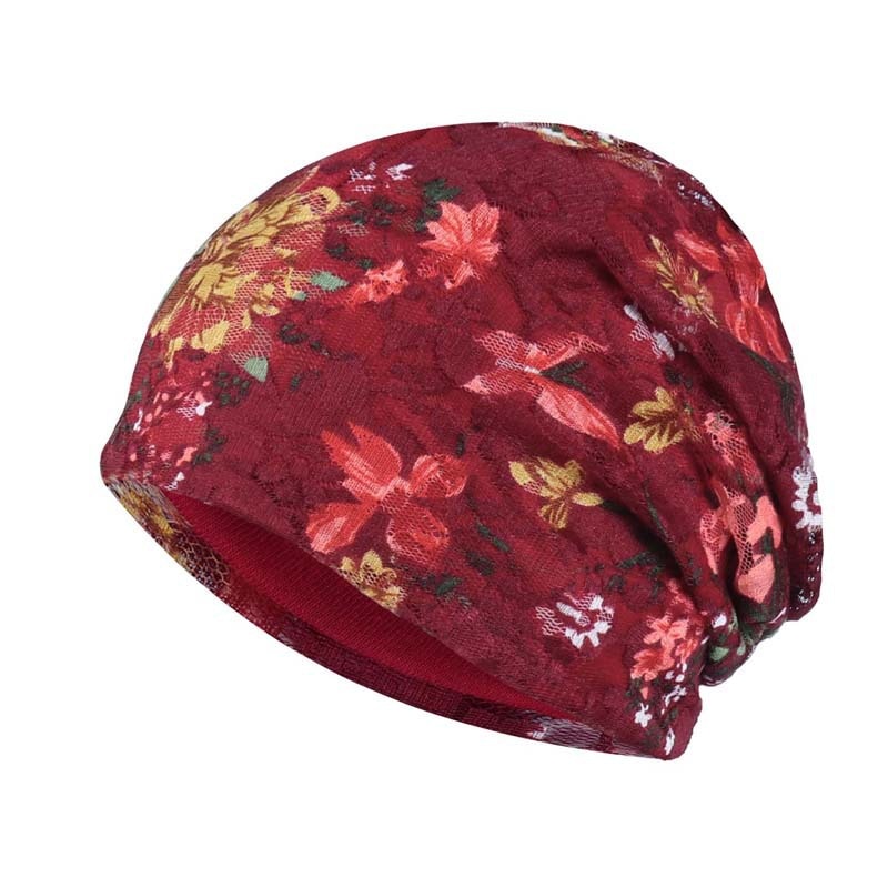 Floral Pattern Hair Loss Beanie Chemo Hat Cancer Treatments Lightweight Spring Cap