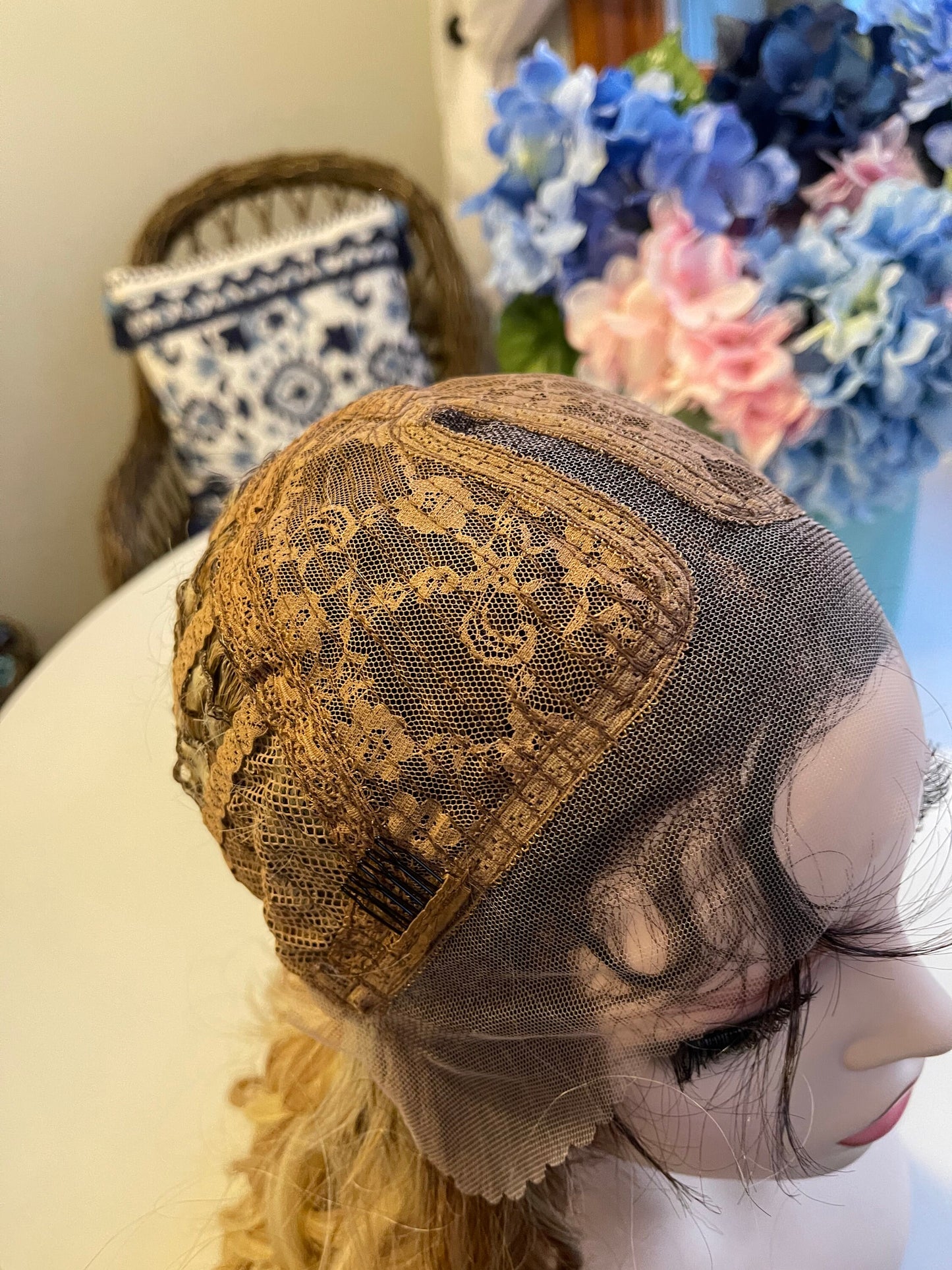 Charlie Light Density Long Wig Curly Wig Lace Front Light Brown Blonde Highlights Ombre Wig Hand Tied Wig Lace Front Wig Parting HD Lace Wig