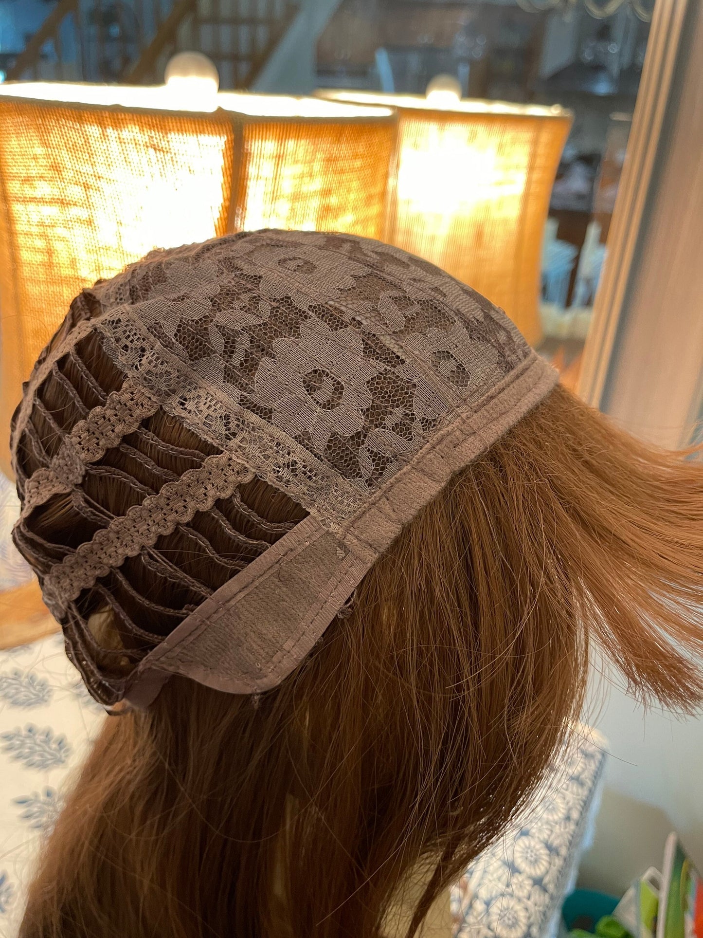 Tinsley Wig Bold Auburn Ombre Wig Bang Fringe Long Loose Wave Hair Loss Chemotherapy Wig Alopecia Drag Wig Trichotillomania