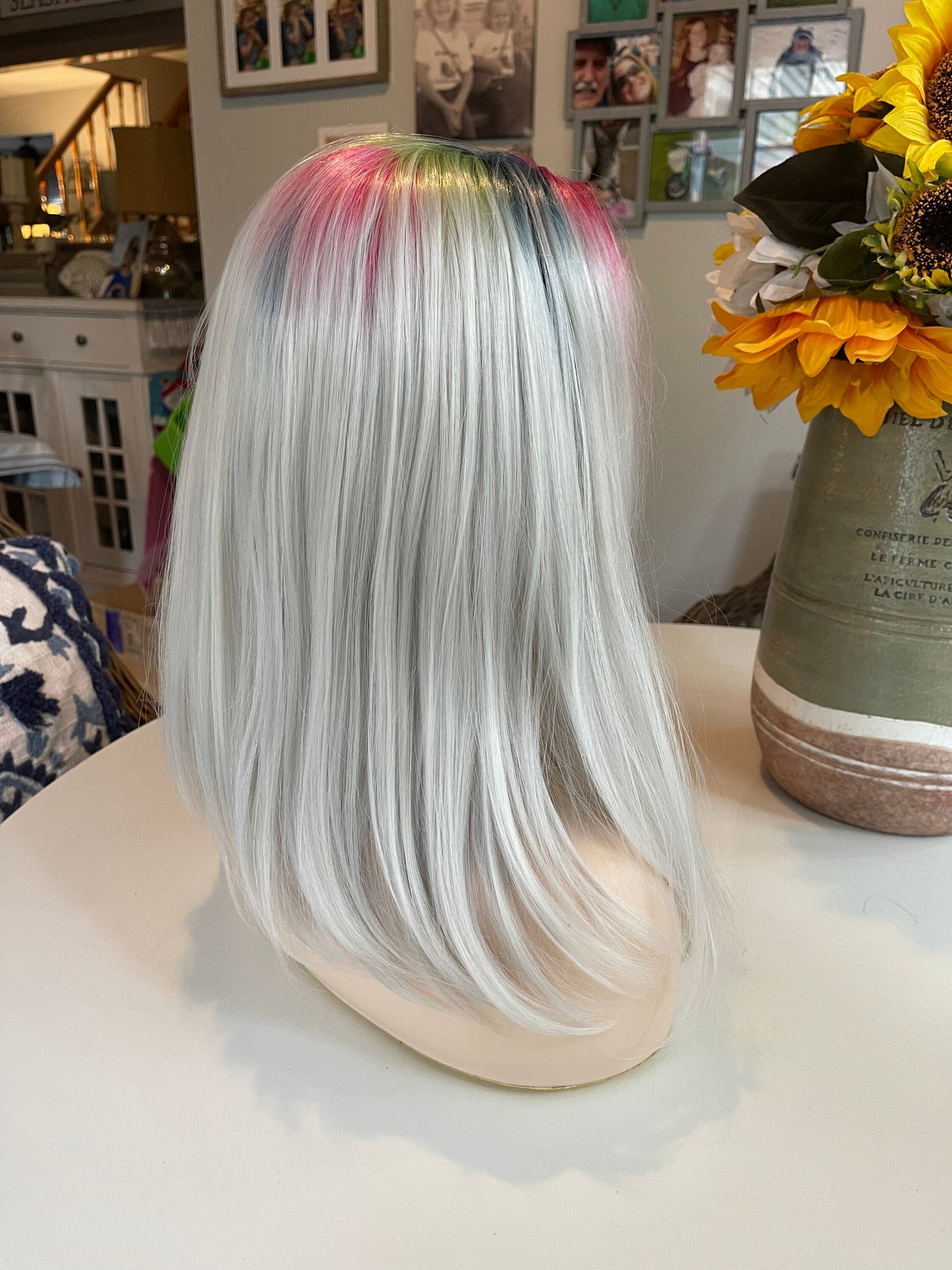 Root Rainbows Rooted Wig Bright Pink Purple Rainbow Wig Fairycore Pride Wig Lace Frontal Wig Hand Tied Drag Wig Anime Cosplay Wig Showgirl