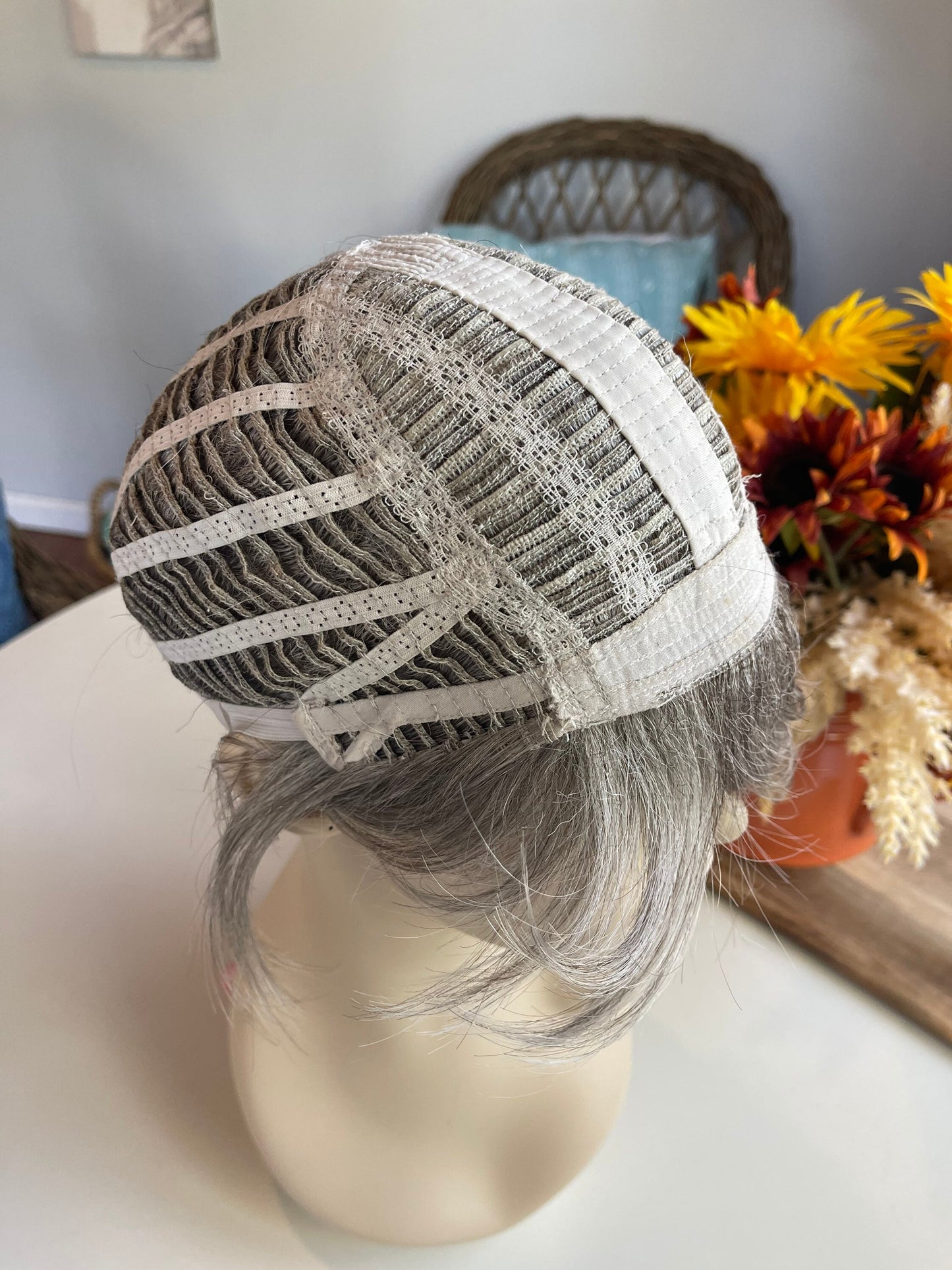 Renae Custom Estetica Wig Alopecia Chemotherapy Lots of Layers Bangs Highlights Salt and Pepper Wig Hair Loss Wig Short Wig