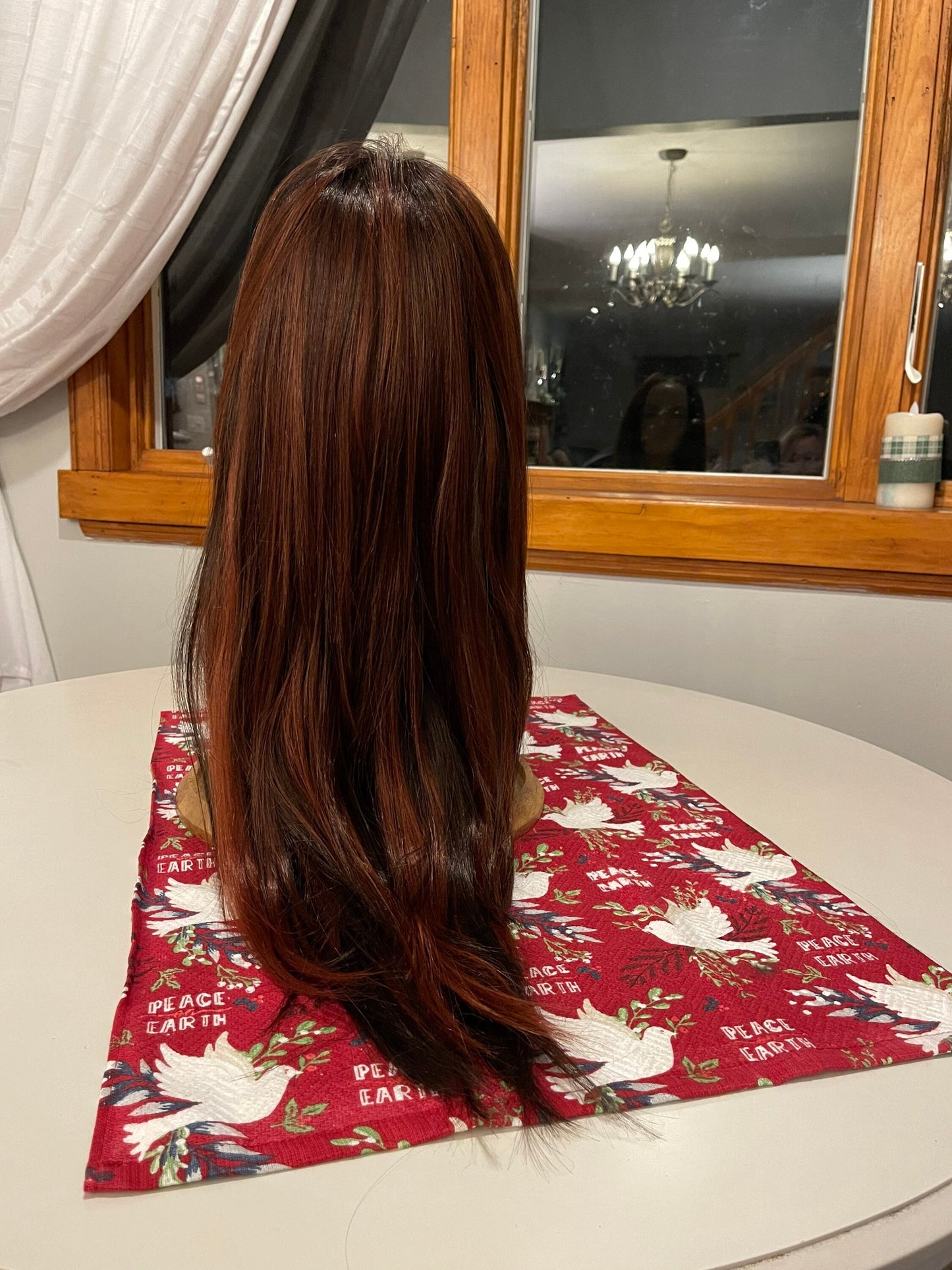 Jahla Frontal HD Human Blend Cayenne Crush Lace Front Mono Top Red Deep Curls Dark Root Hand Tied Drag Wig Sexy Straight Wig