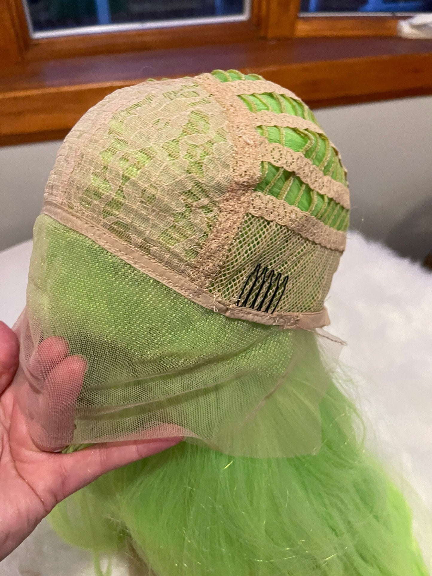 Neon Nancy Bright Green Wig Hand Tied Wig HD Lace Frontal Wig Short Wig Alopecia Drag Chemo Hair Loss Goth Wig St. Patricks Day