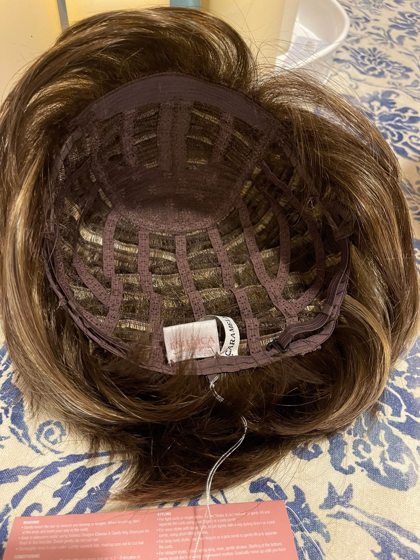 Petite Charm Estetica Custom Medical Wig Alopecia Chemotherapy Medium Brown and Caramel Highlights Wig Bangs Wig Bob Wig in CaramelKiss