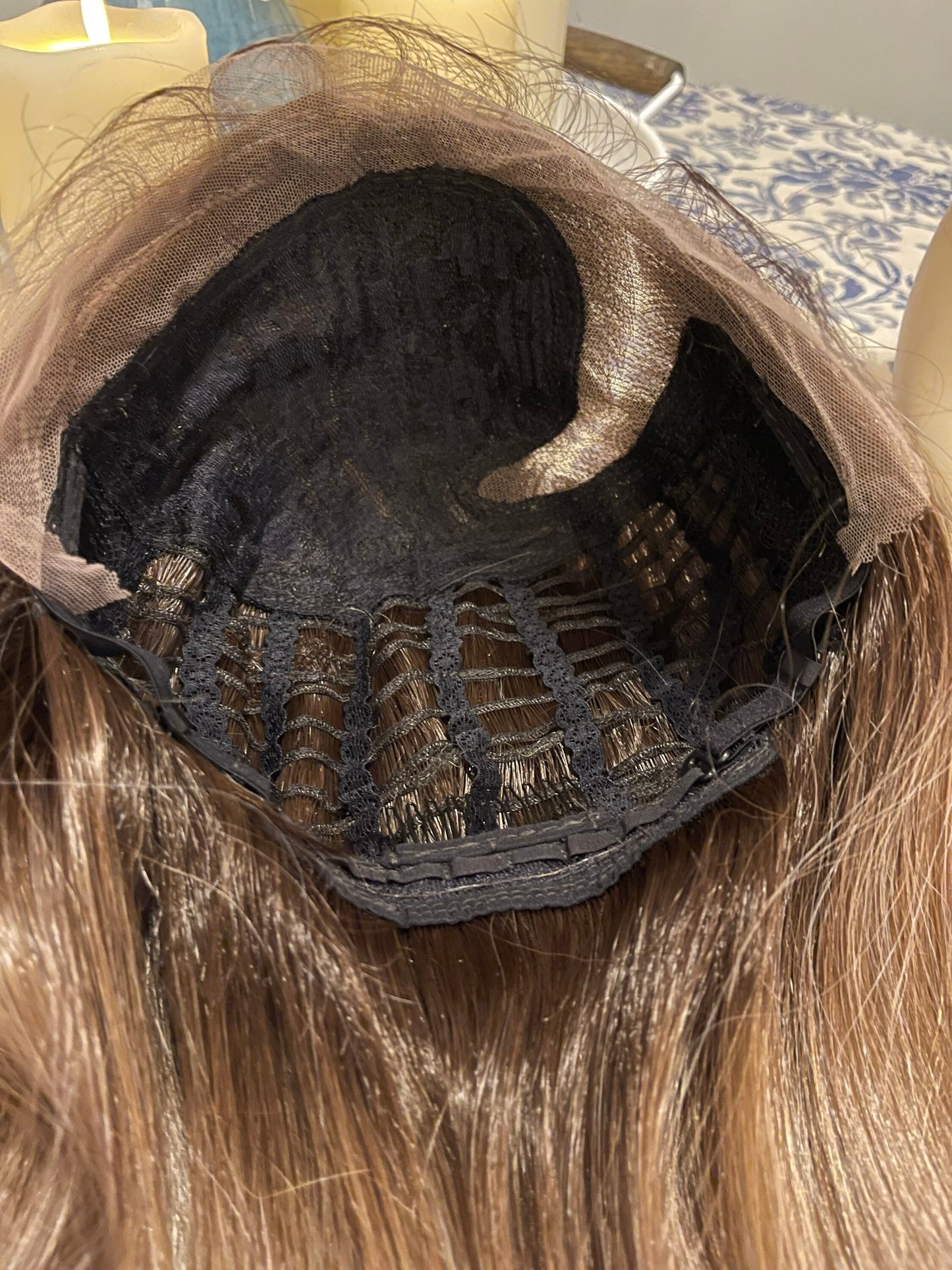 Staccato Ombre Color Melt Wig Darkest Blonde Lowlights Straight Long Wig Lace Front Swiss Lace Wig Alopecia Chemo Side Parting